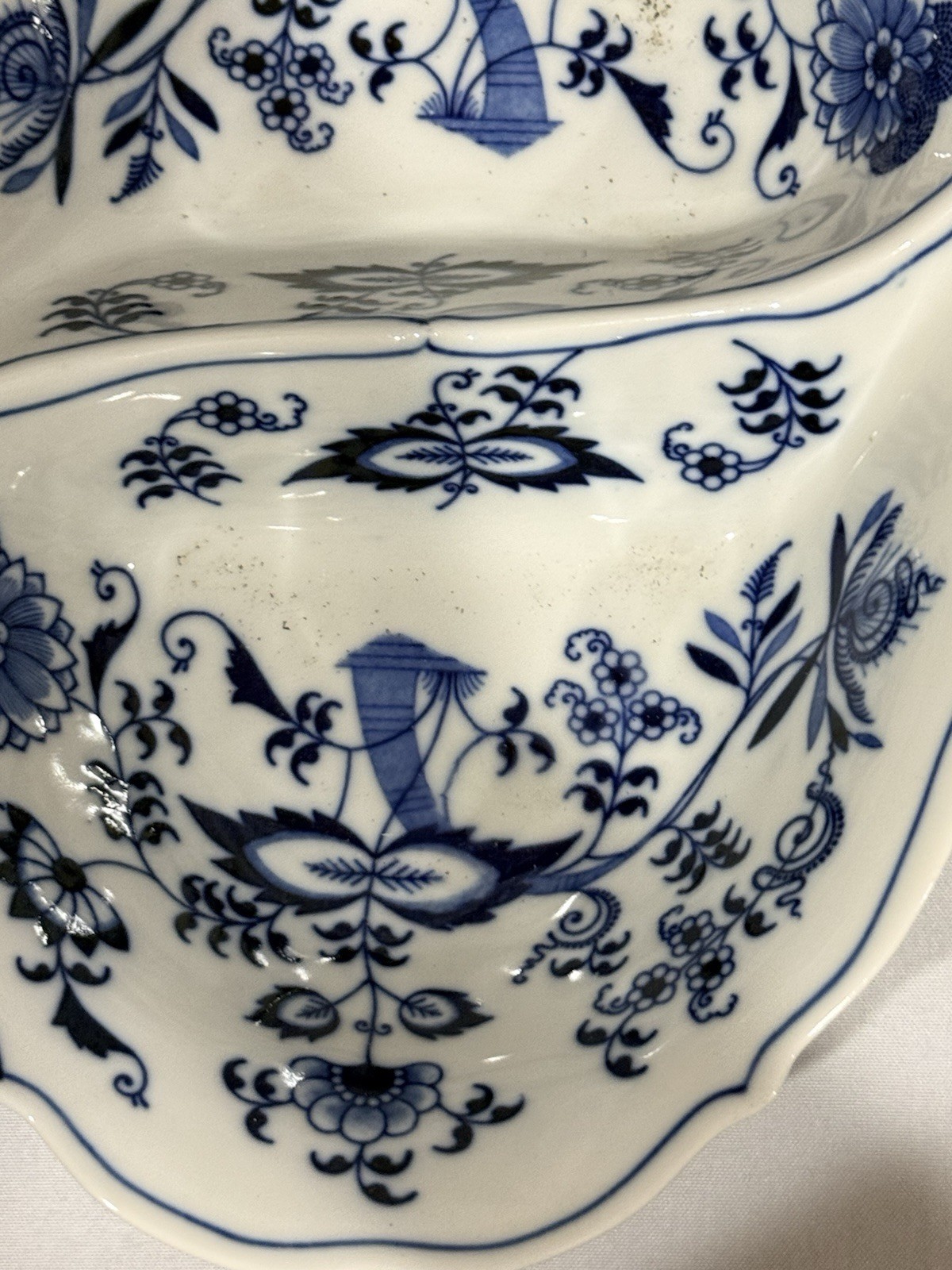Vintage Blue Danube Blue Onion Pattern Divided Oval Serving Bowl 11”