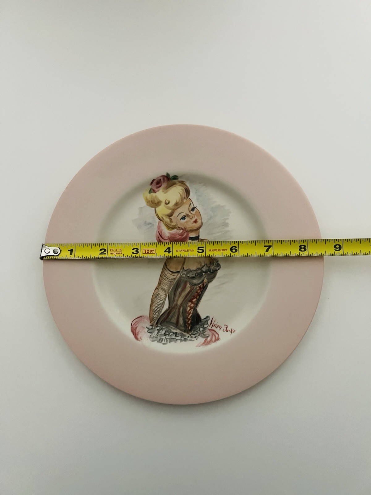 Rare 1950s Pin-up Glamour Girl Trinket Dish 8.5 Inch- Artist Signed Helen Burke