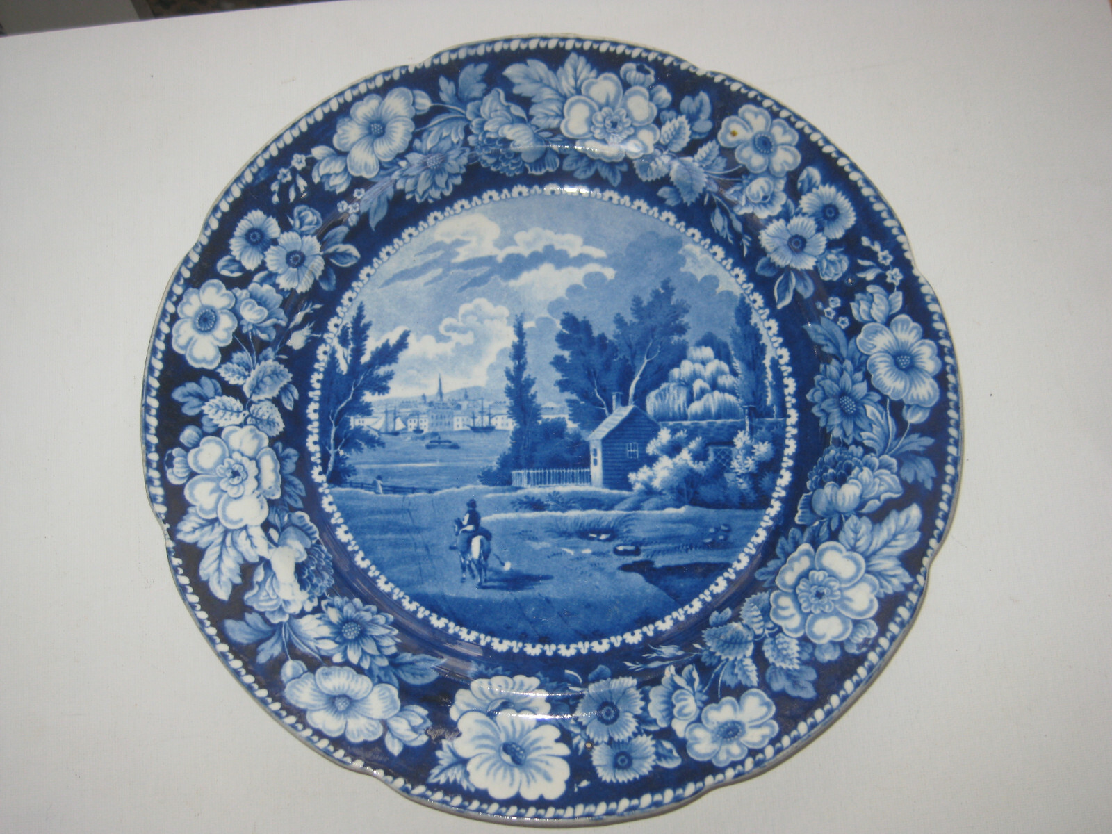 Historical Staffordshire New York Brooklyn Heights Plate By Stevenson 1825