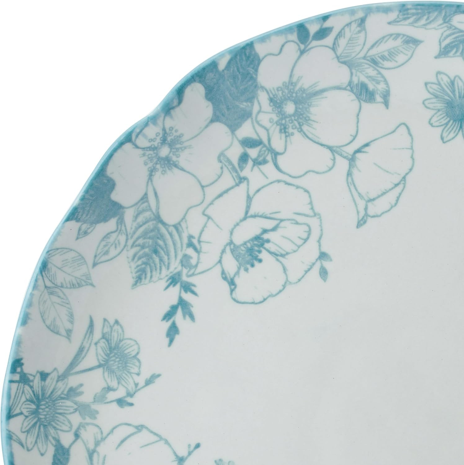 Garden Blossom Floral 12 Piece Plate Bowl Dinnerware Set, Blue