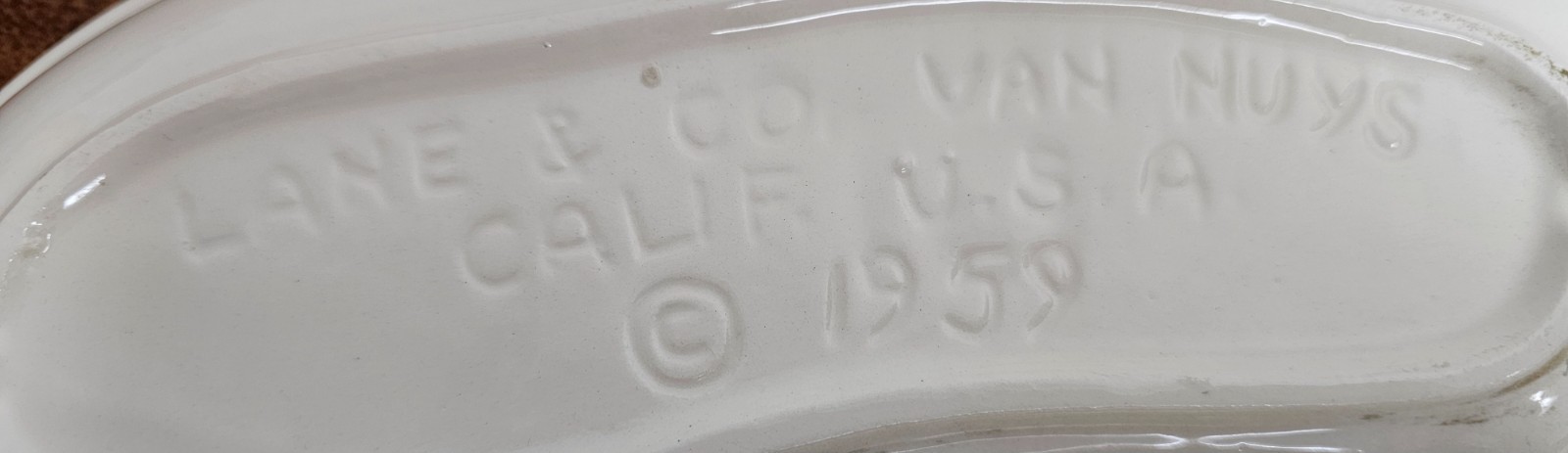 1959 LANE & COMPANY T-11 BULL LARGE CERAMIC SERVING PLATTER! 21 X 15. VAN NUYS