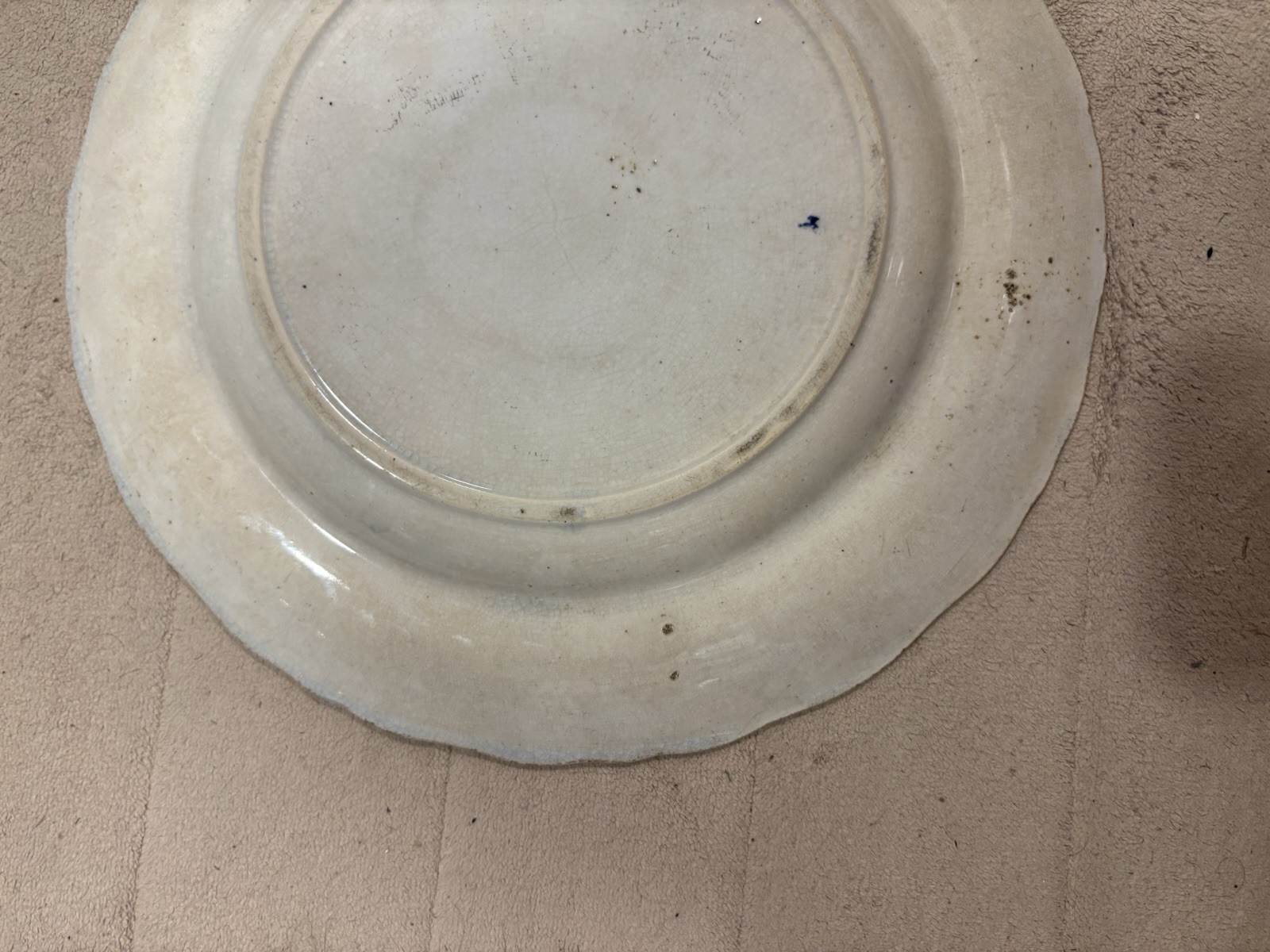 Antique E. Challinor Ironstone Plate Blue pattern nankin Wavy England