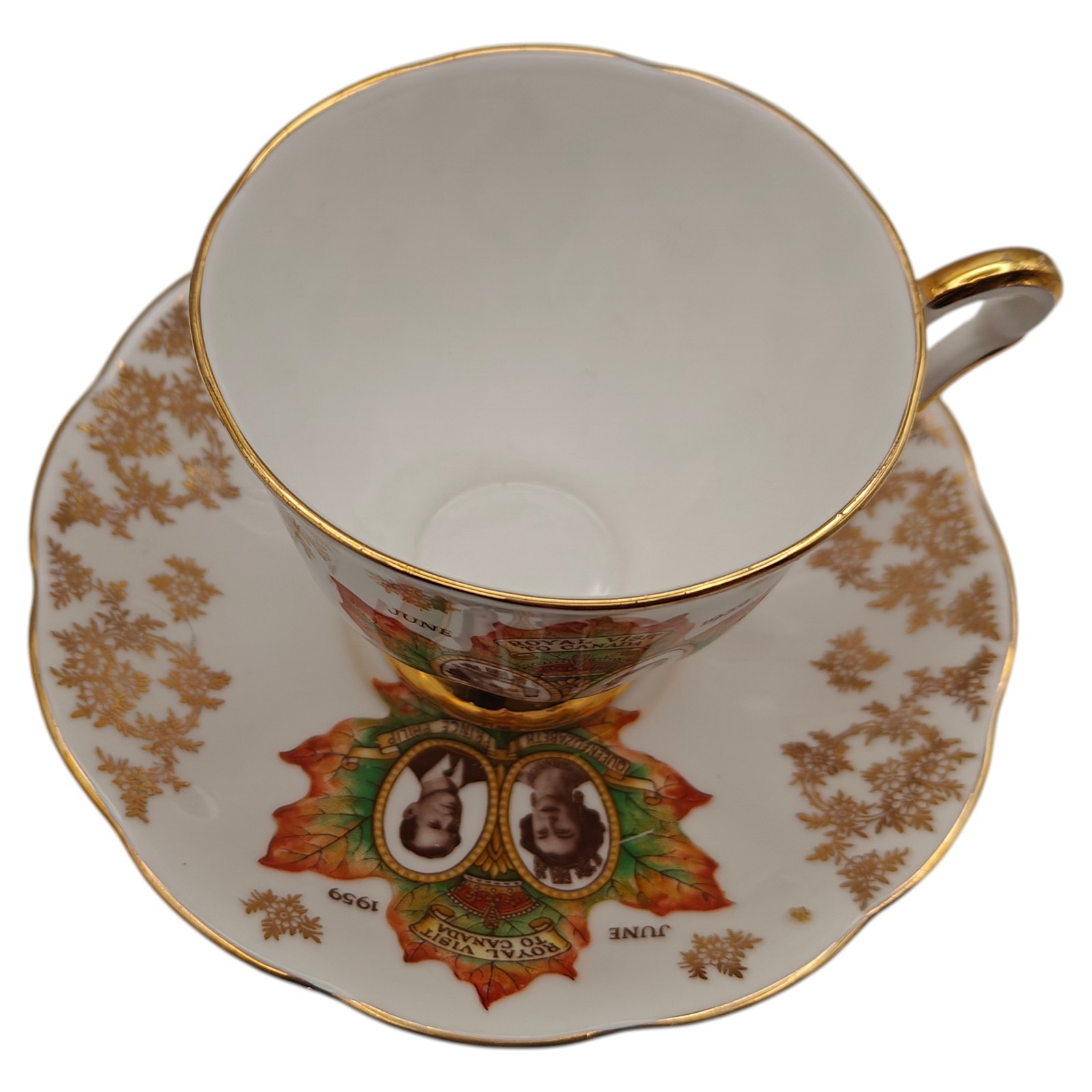 QUEEN ANNE Rotal Visit Canada June 1959 Cup Saucer 5825 Fine Bone China ENGLAND