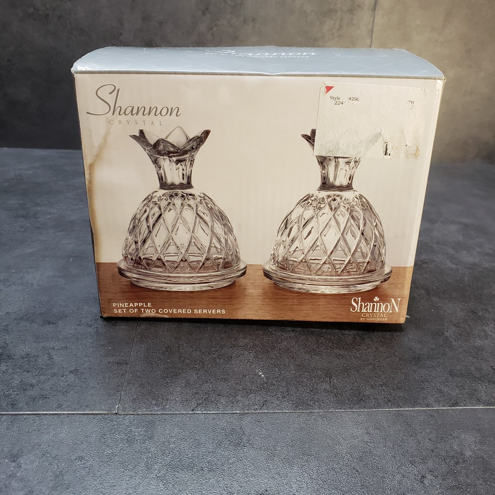 Shannon Crystal Covered Pineapple Servers by Godinger with Original Box