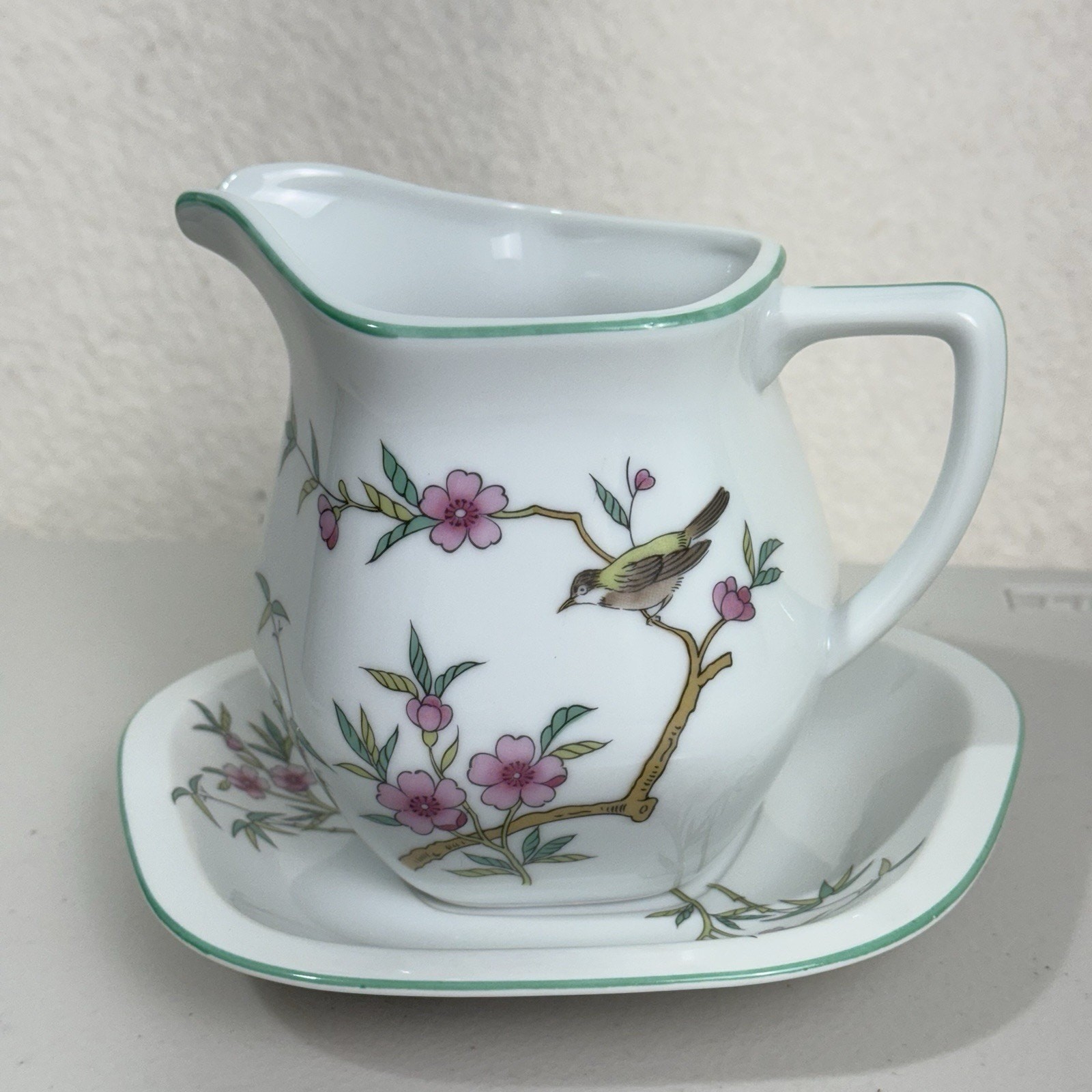 Andre Richard Japan VTG Porcelain Creamer Pitcher & Saucer Plate Indian Tree