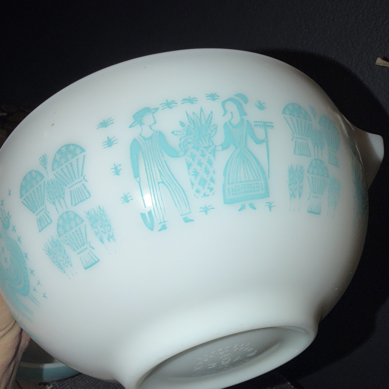 VTG Pyrex Amish Blue Butterprint Cinderella Dbl Spout Nesting Bowls Set of 3