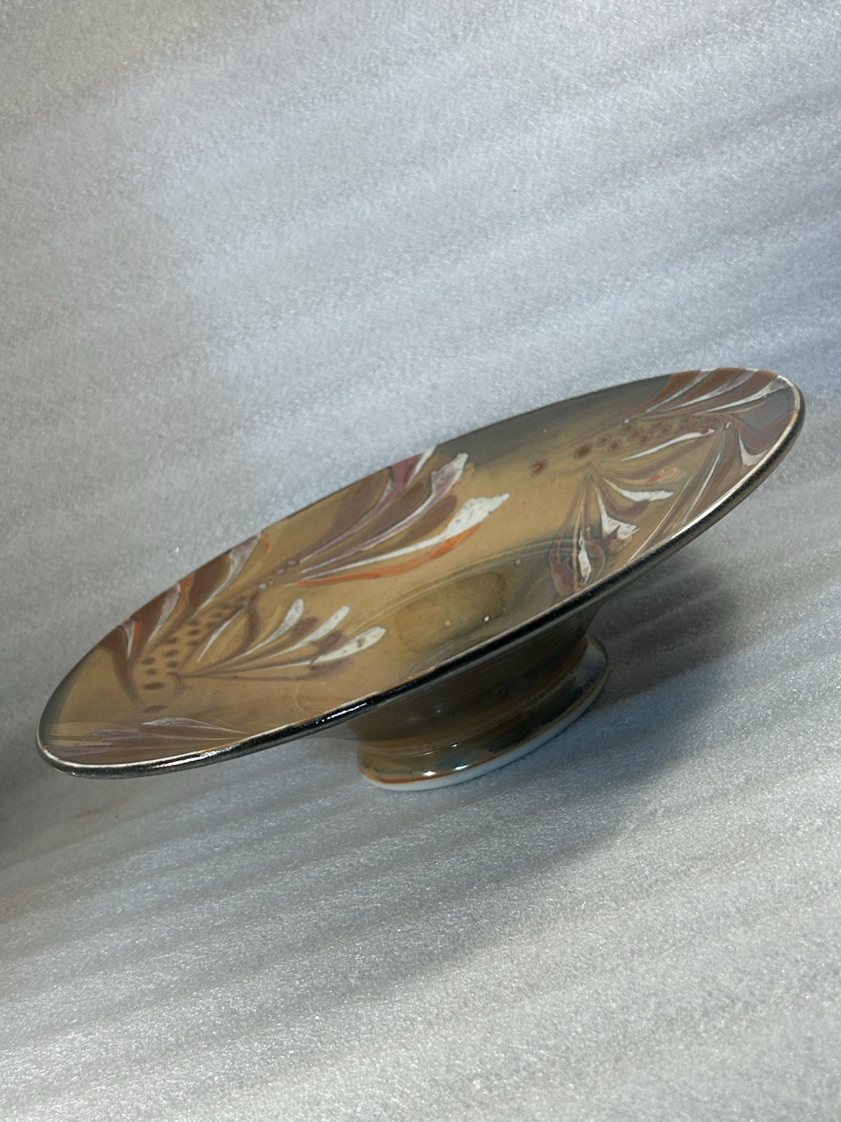Signed Art Modern Beta Fish Ceramics Pottery Decorative Serving Bowl Platter