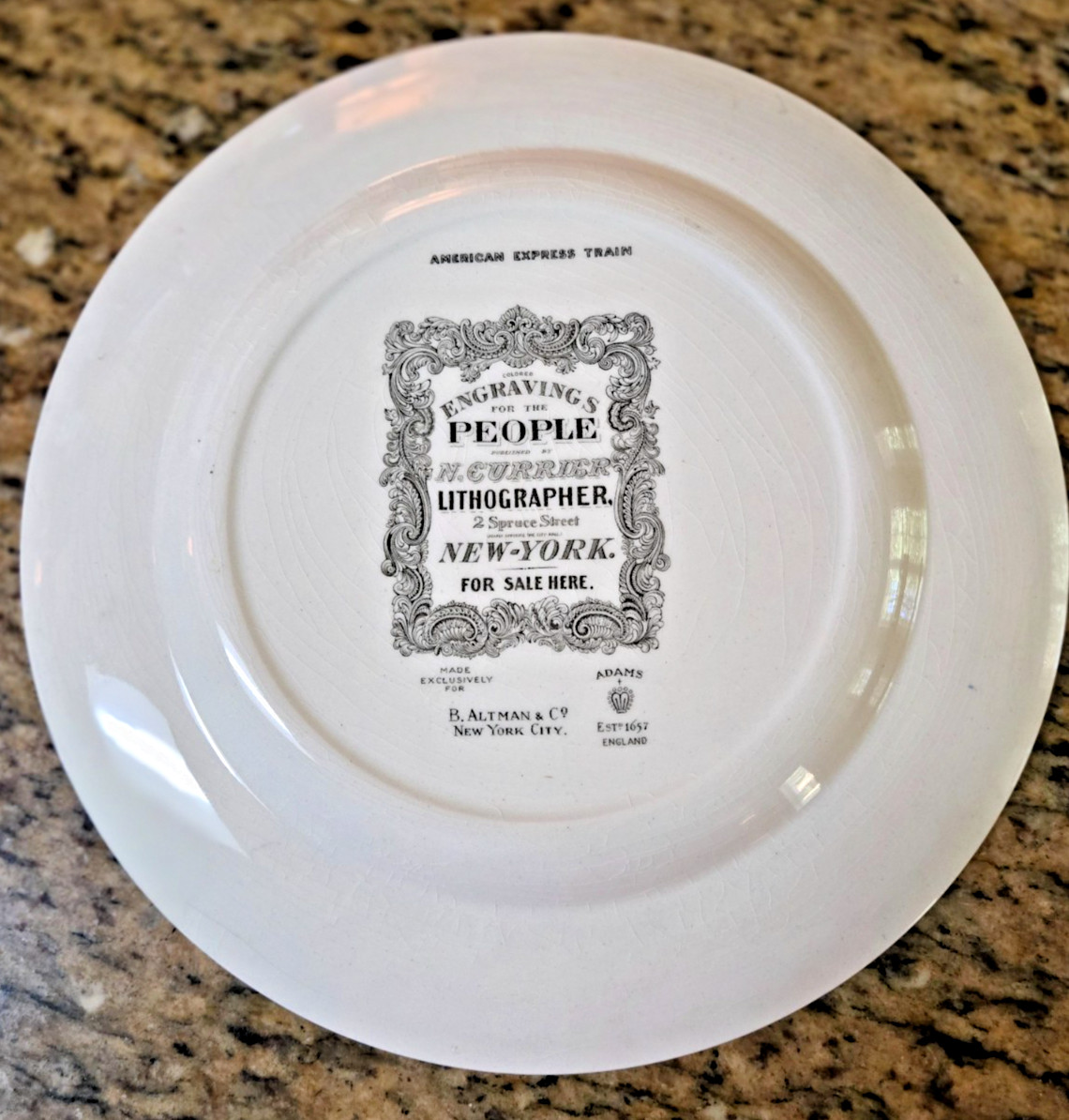 VTG Altman -Am Express Train Engravings For The People Plate – N. Currier D4