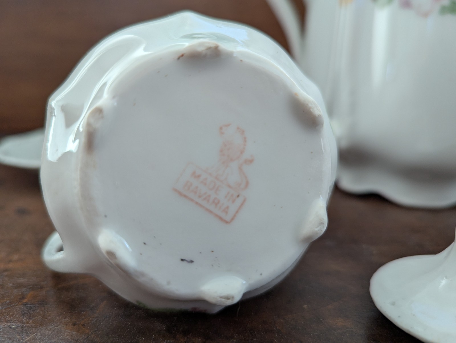 Mixed Set Vtg GERMAN BAVARIAN Porcelain Lusterware Pitcher, Creamer, & Sugar