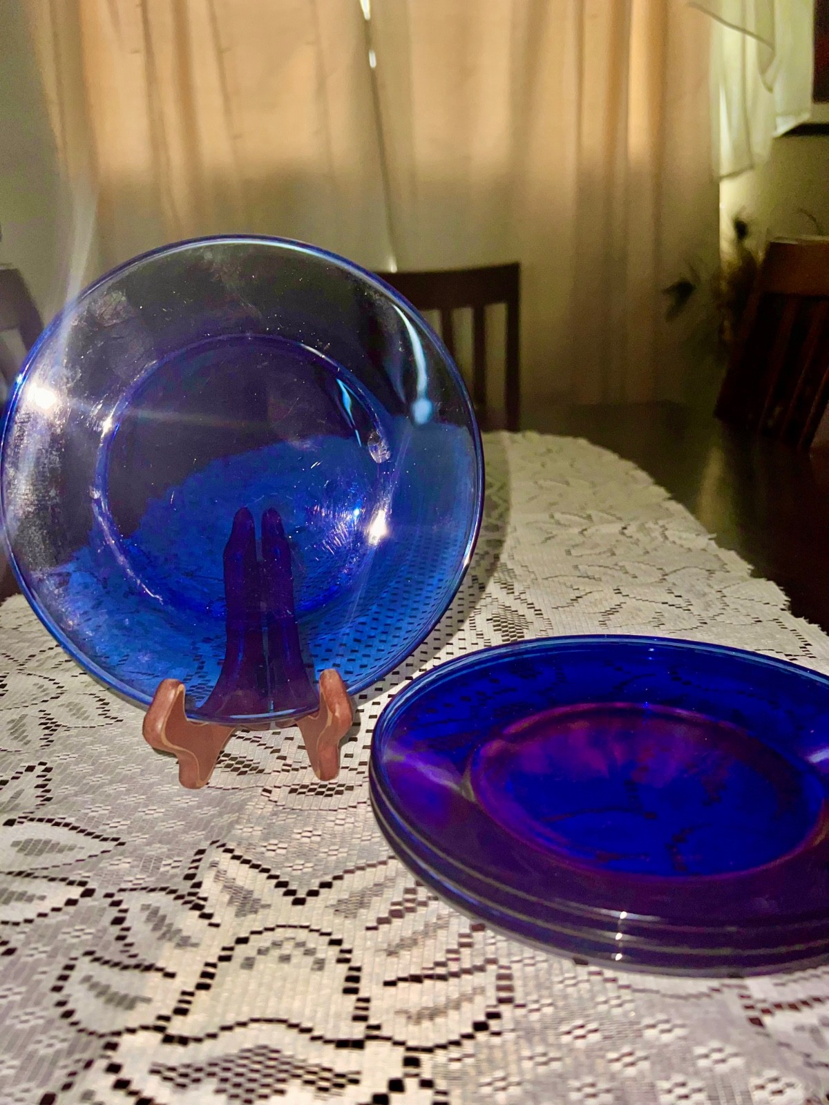 Vintage Cobalt Blue Glass Salad Plates 7.5″ Set of 4