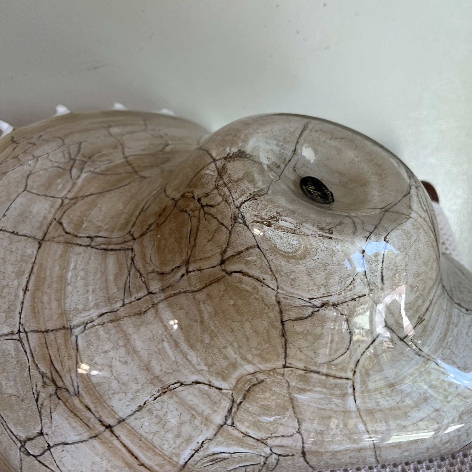 Krosno Jozefina Hand Blown Shell Centerpiece Bowl Large 20” Made In Poland