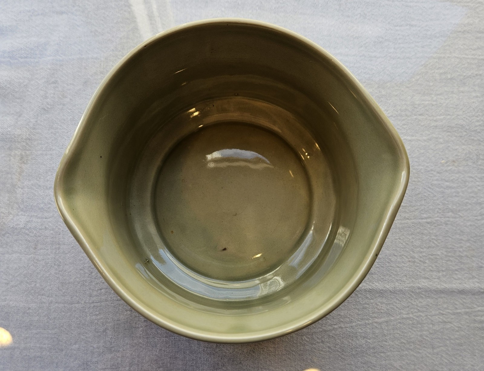 Topaz Stoneware Japan Vintage Olive Green Square Bowl Hand Painted Oven Proof