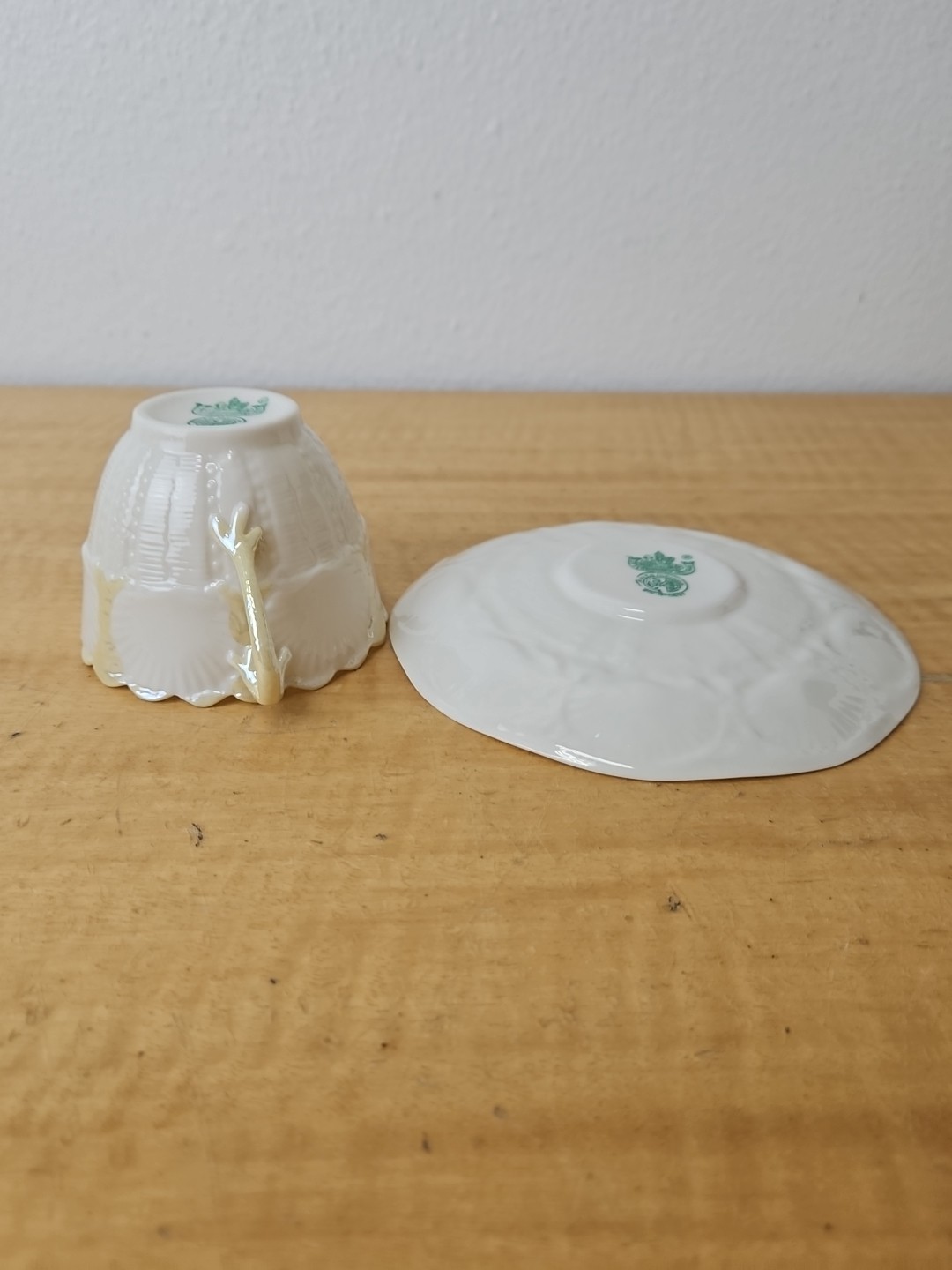 BELLEEK Porcelain CUP AND SAUCER SET 5th Mark Made in Ireland (1955-1965)