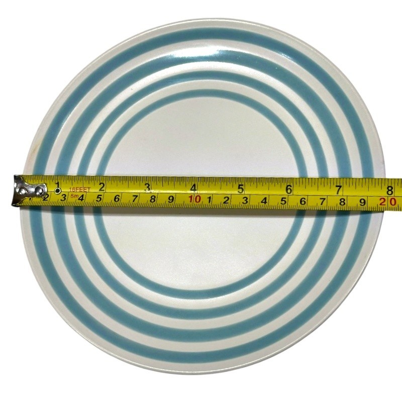 Gourmet Expressions Blue Stripe Salad Plates Set 8″ Coastal Nautical **Unused**