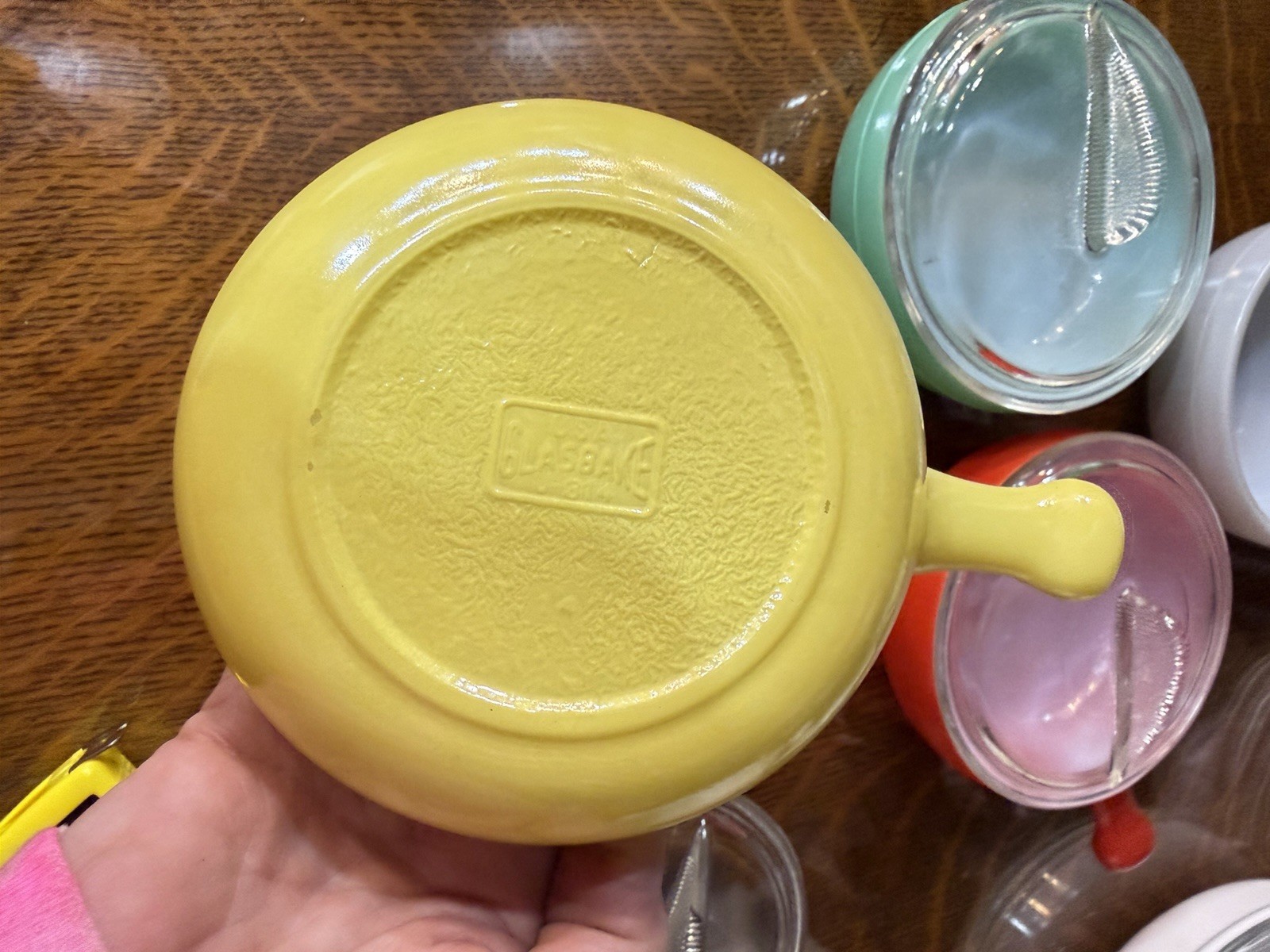 Vintage 1950s GLASBAKE #358 GLASS CASSEROLE BOWL SET OF 4 With 3 Lids