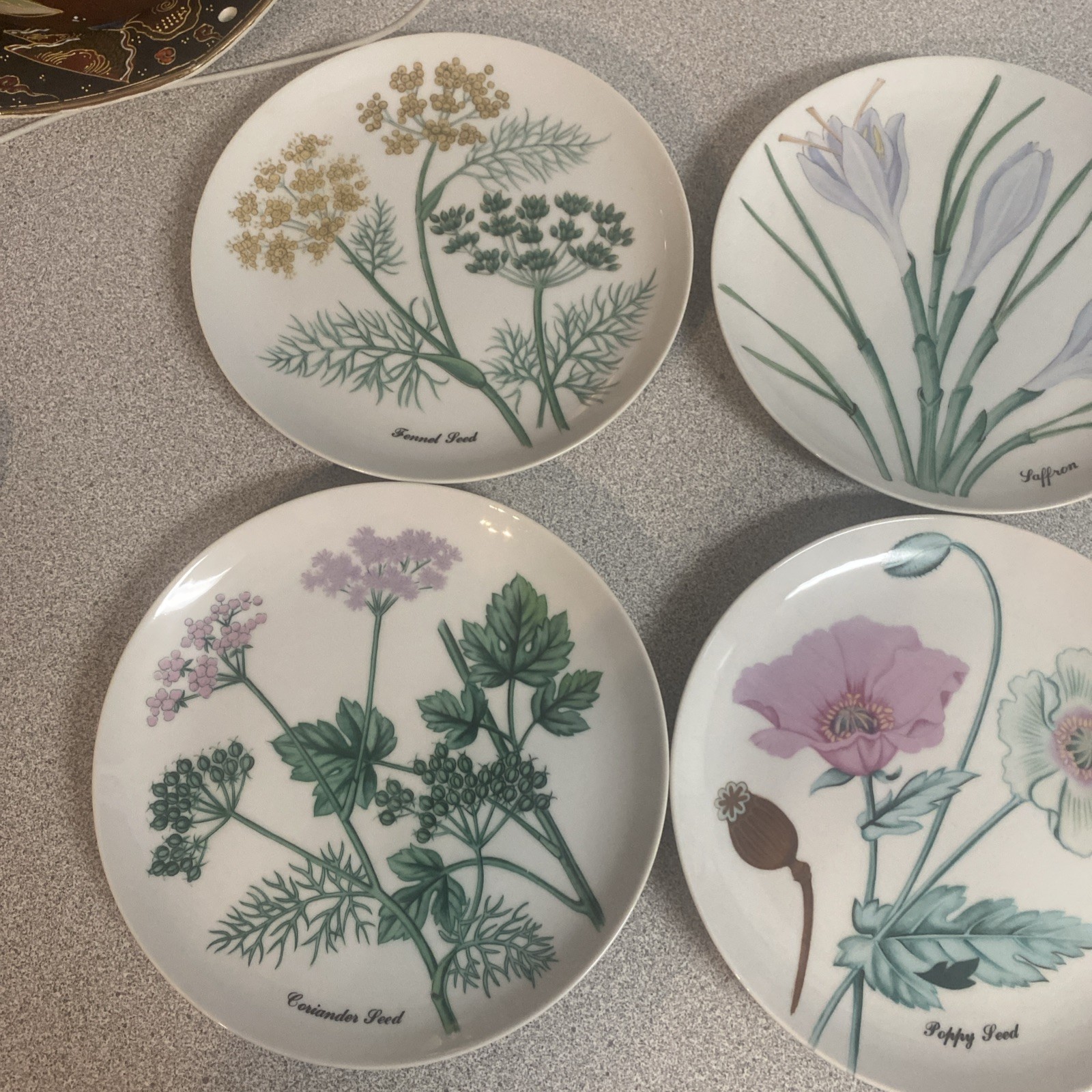 Vintage Set of 6 Neiman Marcus Horchow Botanical Herb Plates 7 3/8” Japan