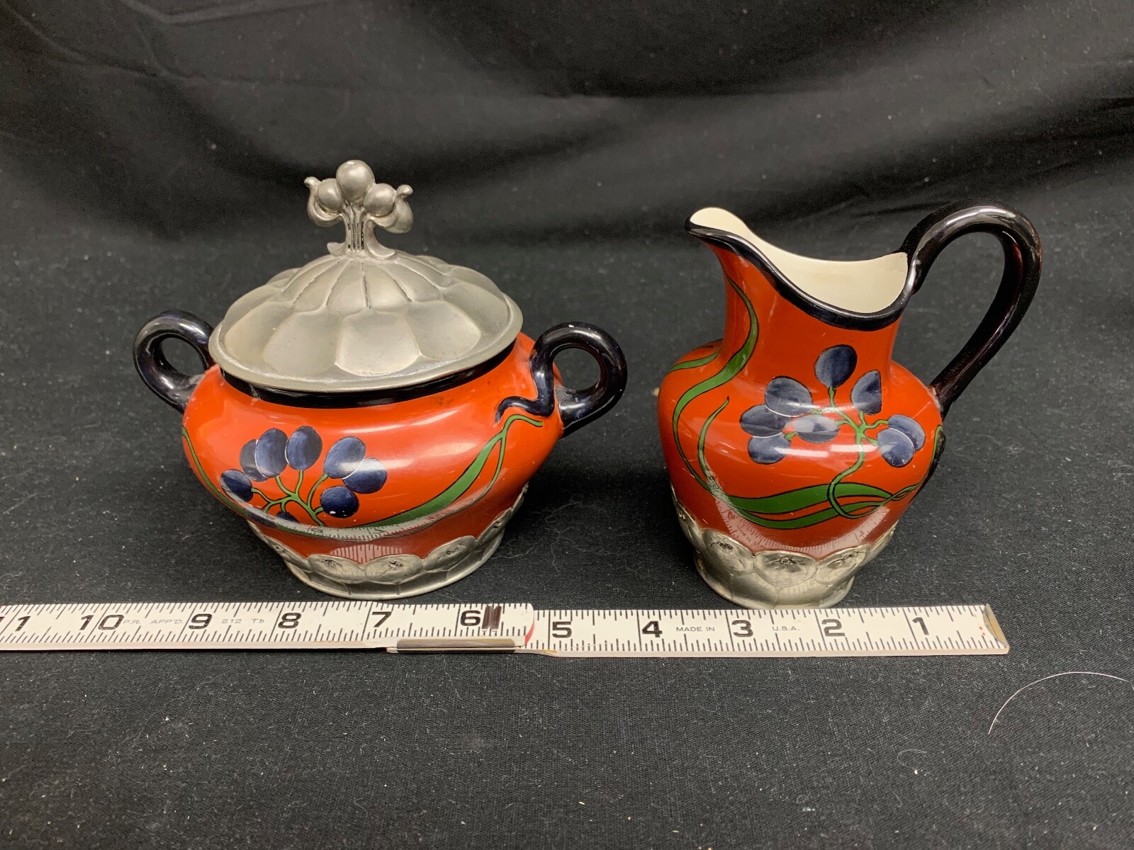 Orivit Four Piece 1900’s Mettlach Coffee and Tea Set w/ Tray