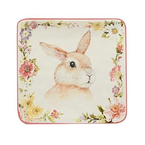 Easter Garden 6 Inch Canape Luncheon Plates Set of 4 Assorted Designs Ceramic