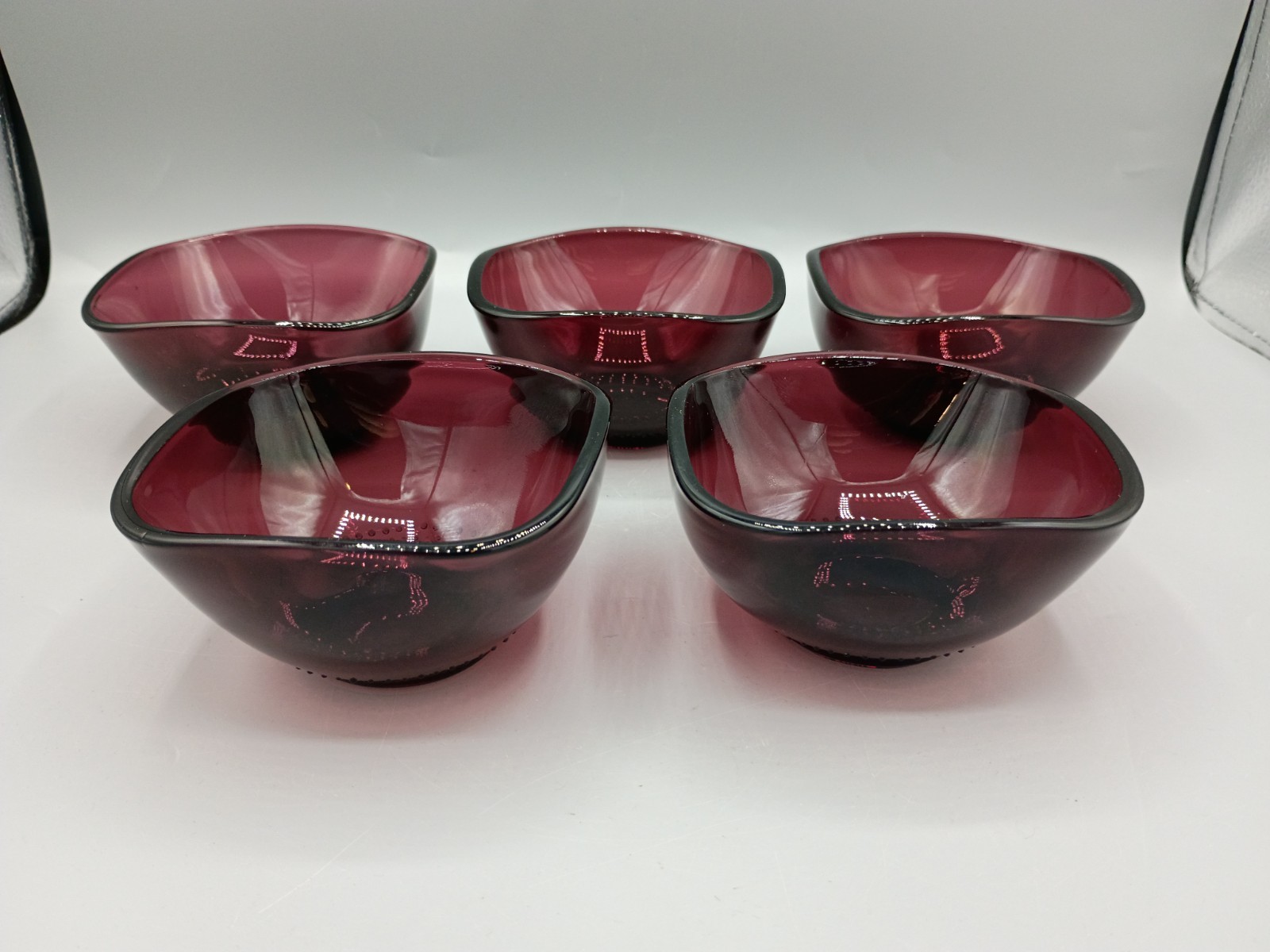 Vintage Purple Amethyst Glass Dessert Bowl Set Of 5