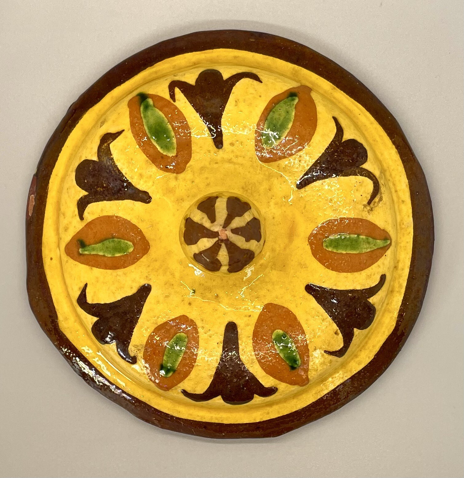 Antique Yellow Multan Sindh Pottery Dish Hand Painted Earthenware