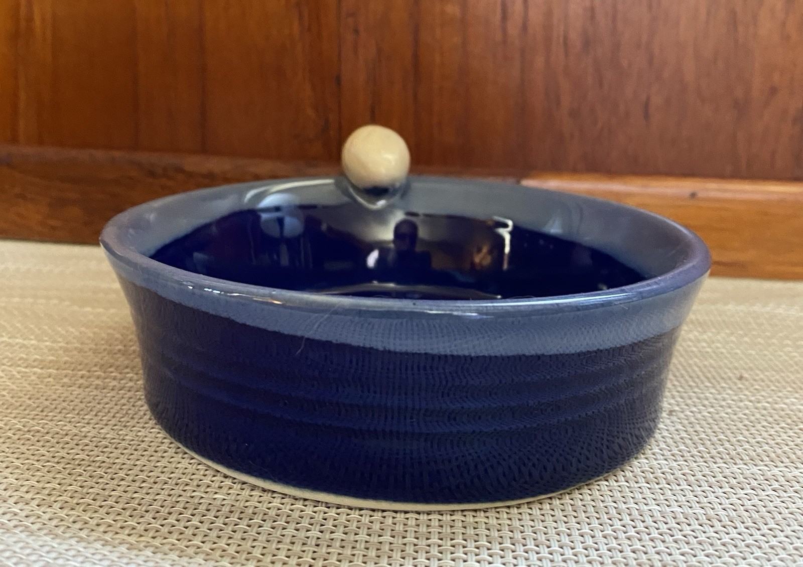Blue Drip Glaze Pottery Bowl Egg 5 1/2” Across Tumbleweed Pottery