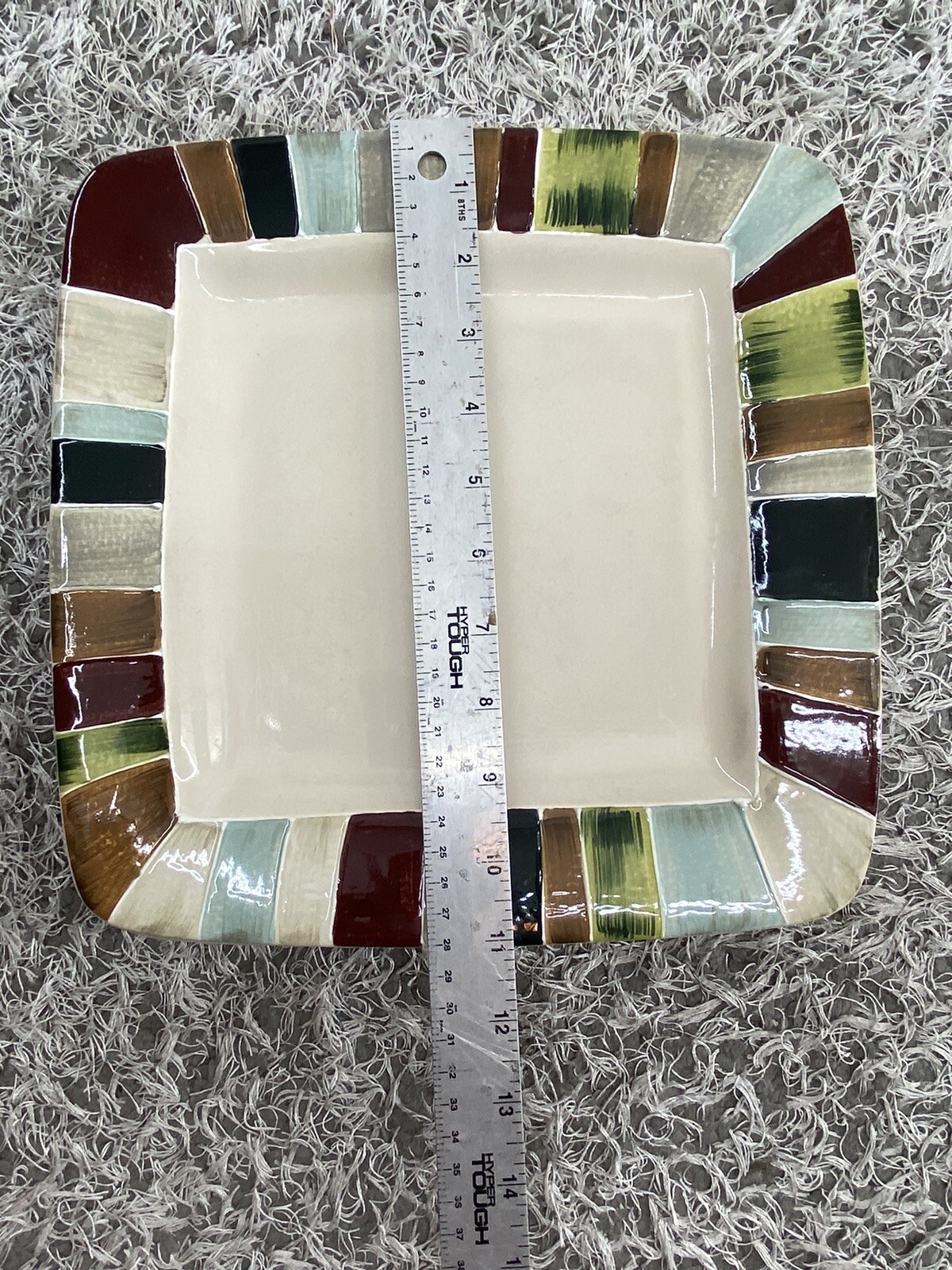 Lot of 4 Tabletops JENTRY 11″ Square Dinner Plates Handcrafted Hand Painted