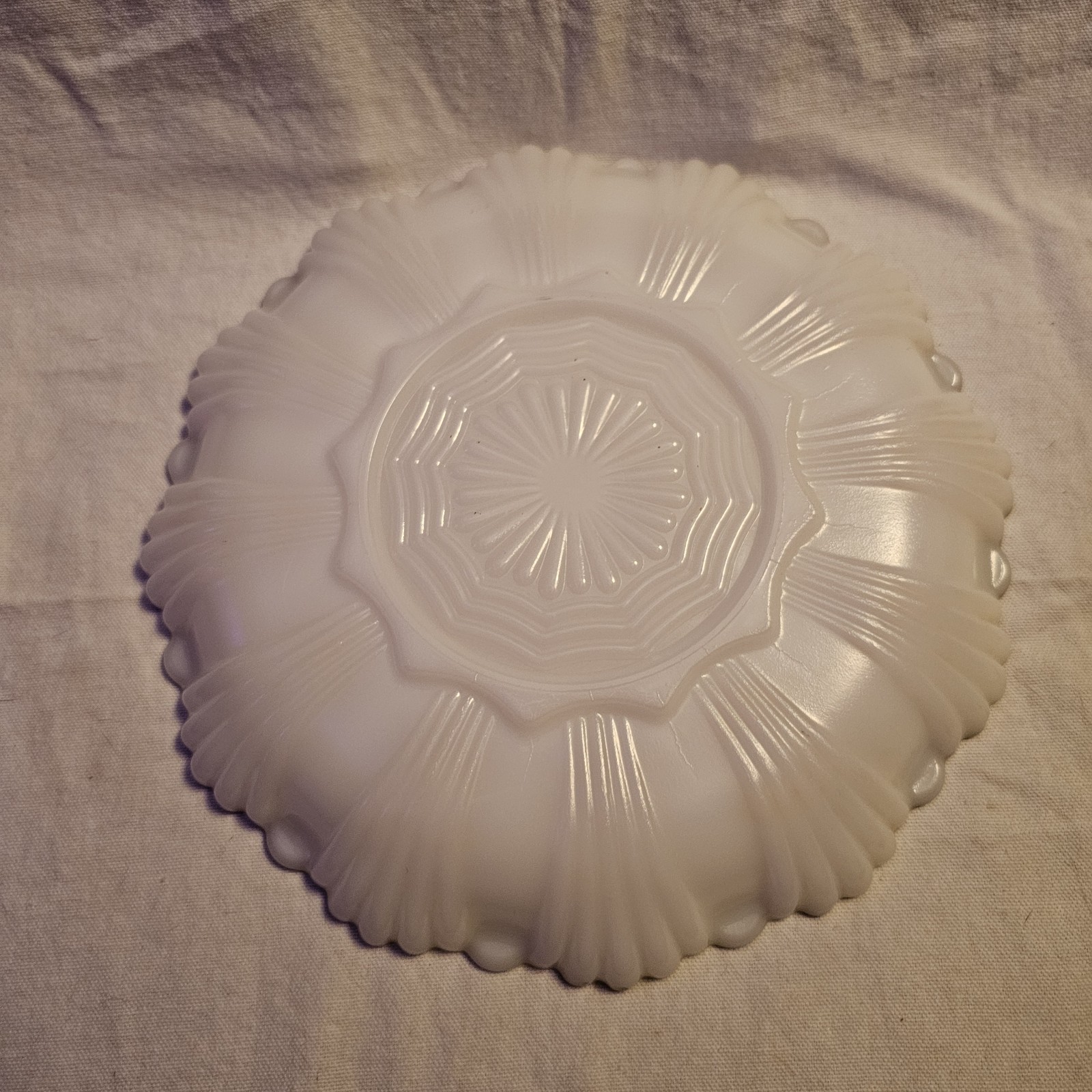 Vintage Anchor Hocking Milk Glass Deviled Egg Plate w/Gold Trim/Edging Flawed