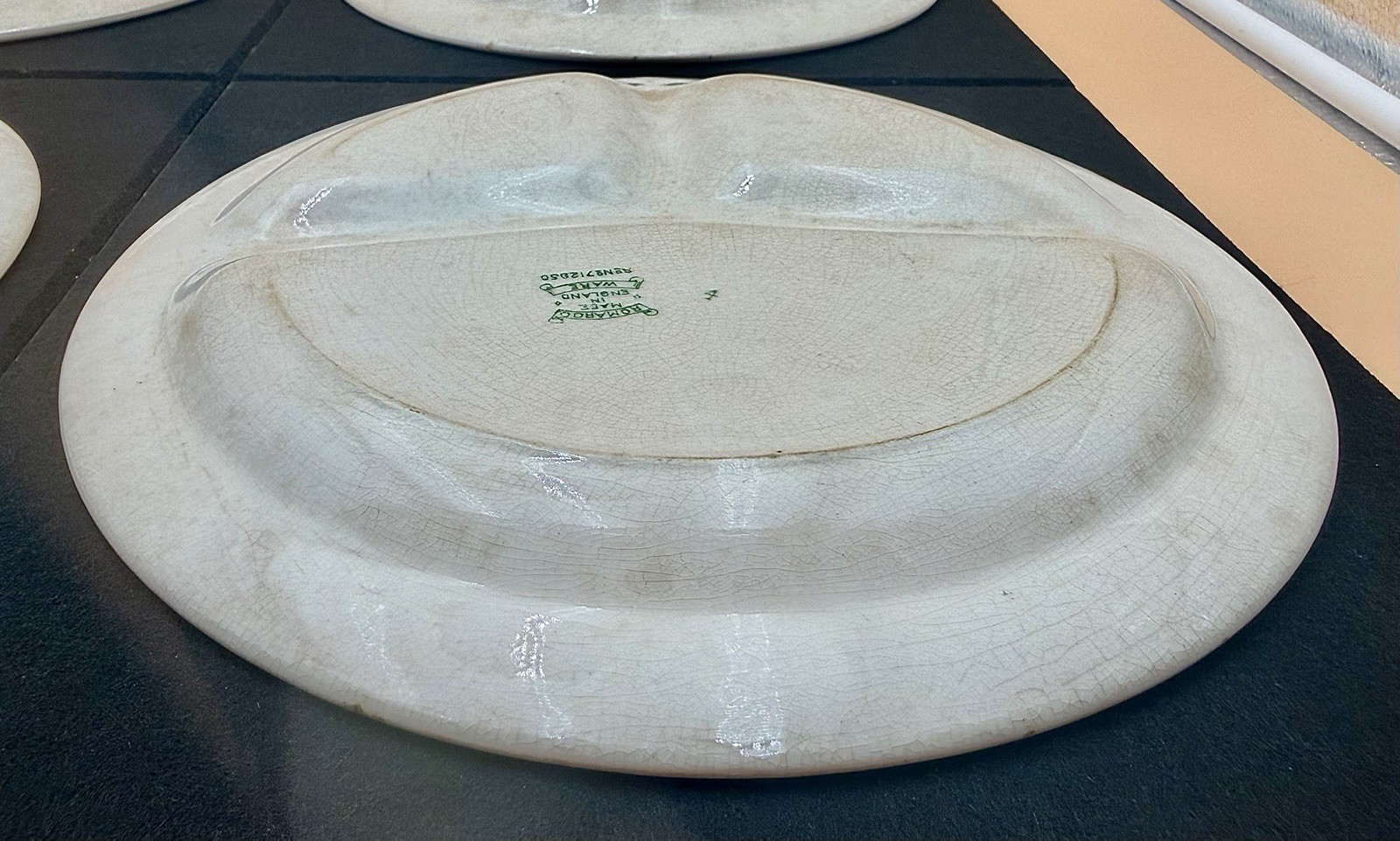 Vintage Romarco Ware Green Willow Divided Grill Plate 1950’s England (4 Pcs)