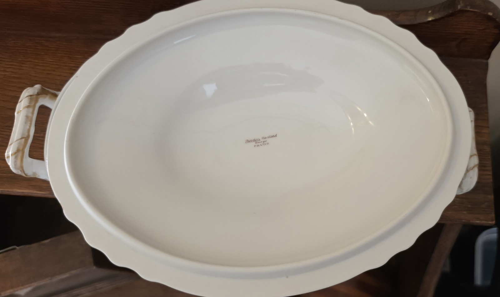 Theodore Haviland Oval Covered Vegetable-Pink Roses/Blue Scrolls -Schleiger