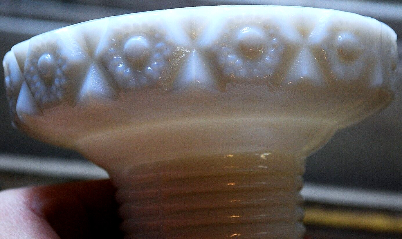 Vtg 1930s McKee THE CONCORD White Milk Glass PUNCH BOWL & PEDESTAL BASE SET 13″