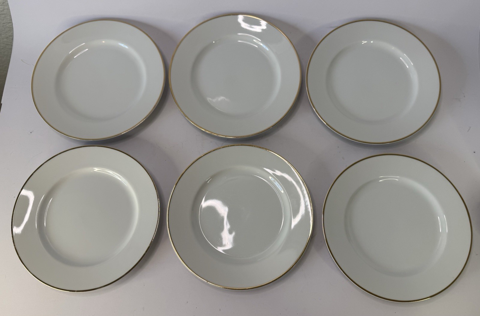 Vintage Tiffany & Co White Porcelain Gold Rim Salad/Apps Plates Dessert 7.25″