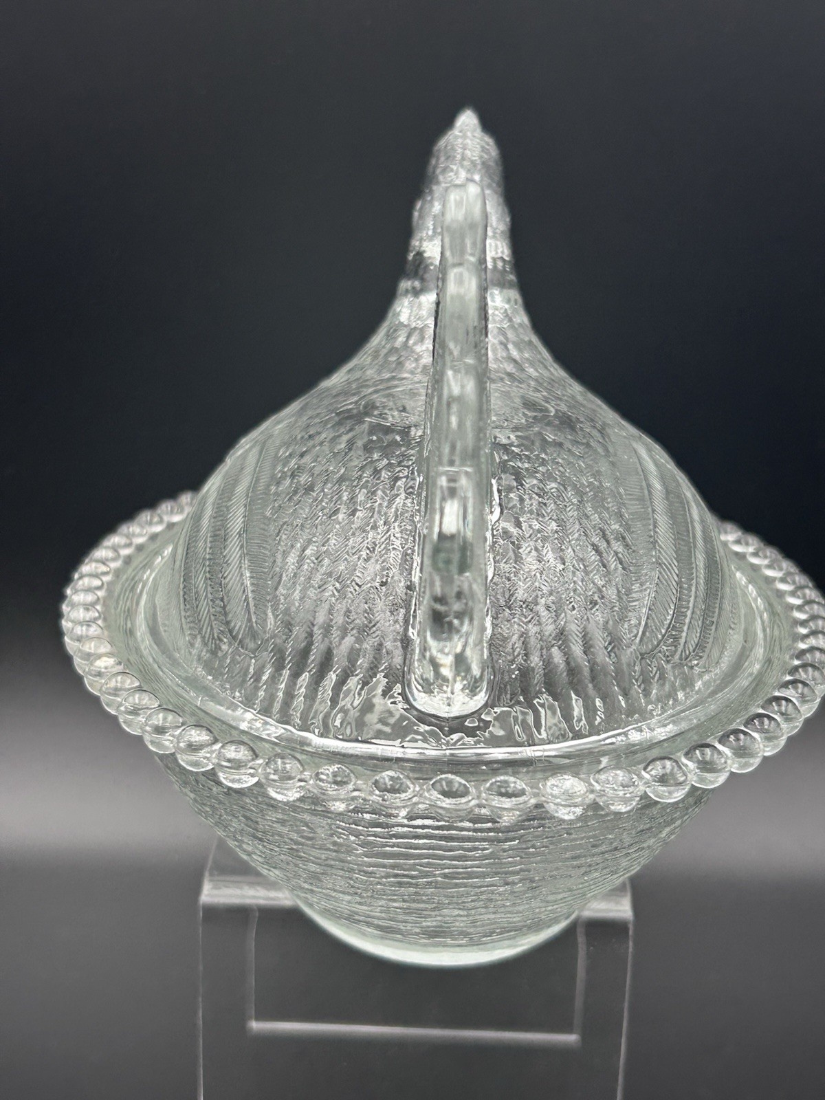 Vtg Indiana Glass Clear Hen On Nest Candy Dish EAPC Mid Century 1950-1959