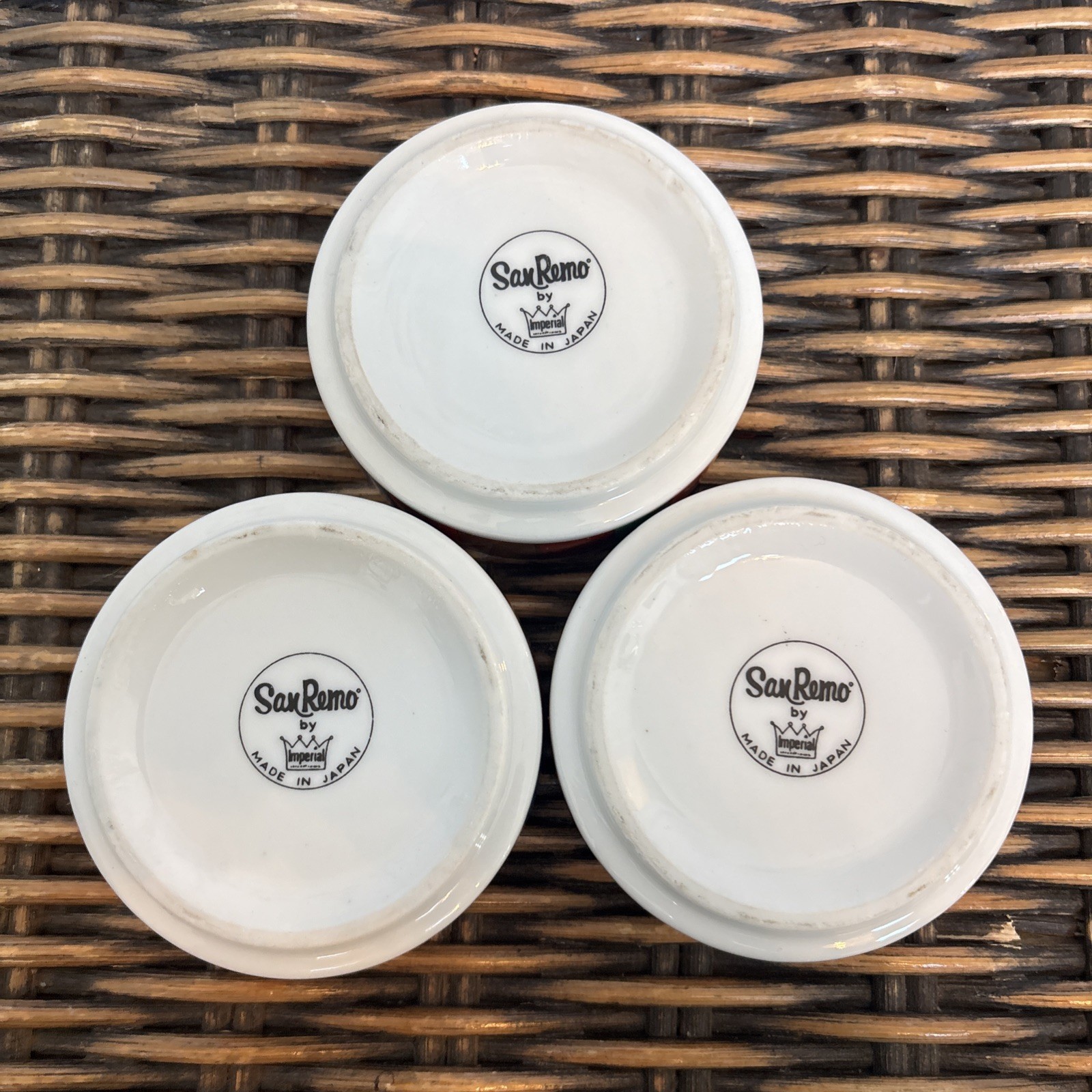 3 Vintage SAN REMO Colorblock Stripe Tapas Party Dishes by IMPERIAL Japan Spade
