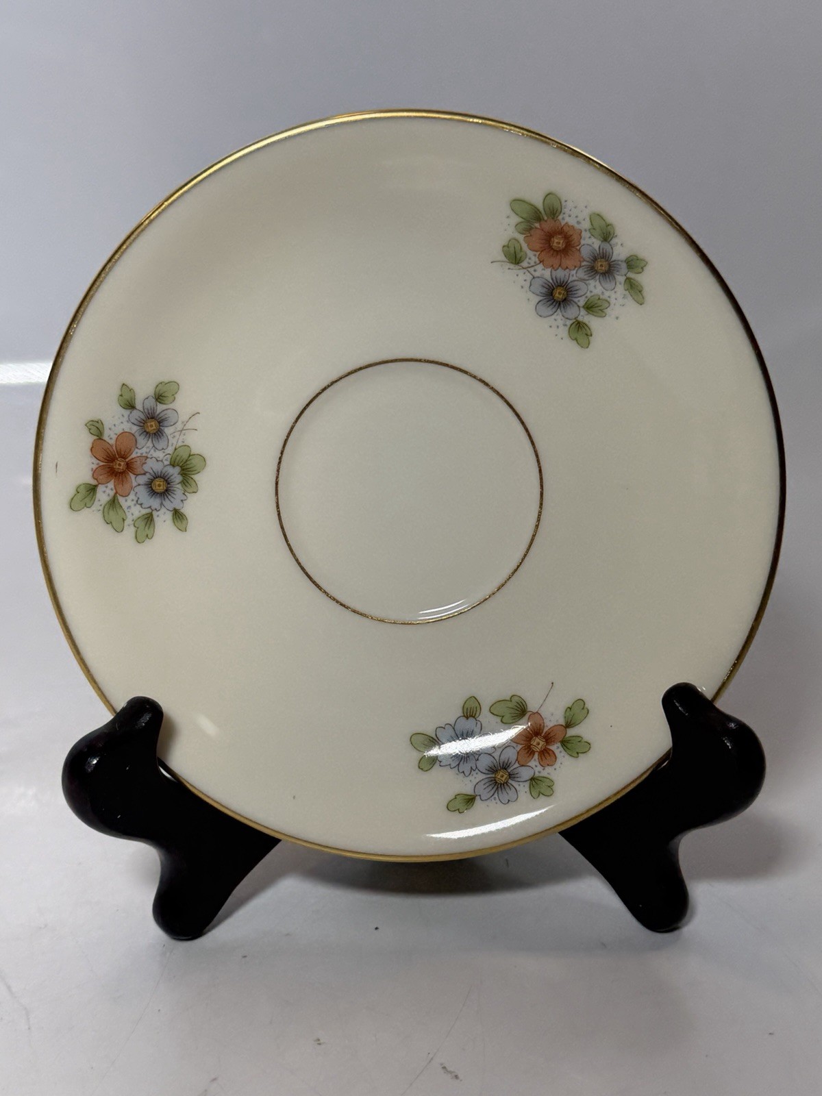 Lenox Teresa Footed Tea Cup and Saucer Set Vintage Ivory Fine China Gold Trim