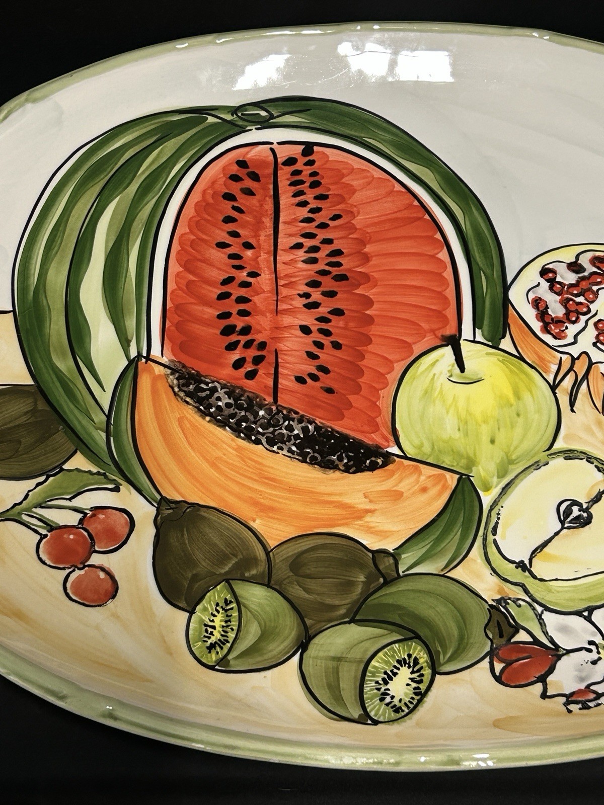 Vintage CWC Jumbo Italian Ceramic Platter Mixed Fruit Tray 26”