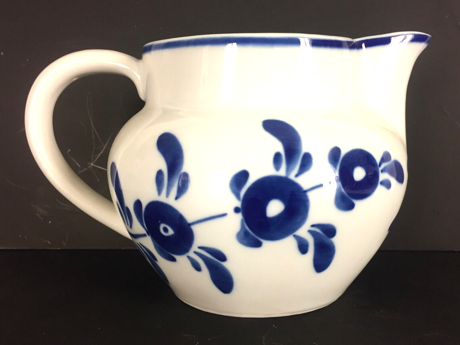Vintage Portuguese Floral Pitcher 5 1/2 X 8 1/2 inches Hand painted