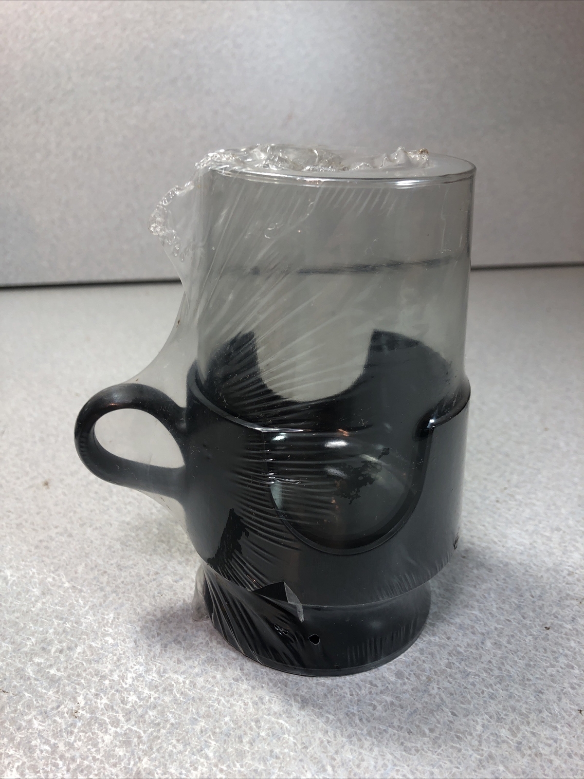 NEW Set of 7 Vintage Corning Glas-Snap Mugs Black Base Glassware 8oz Hot Cold