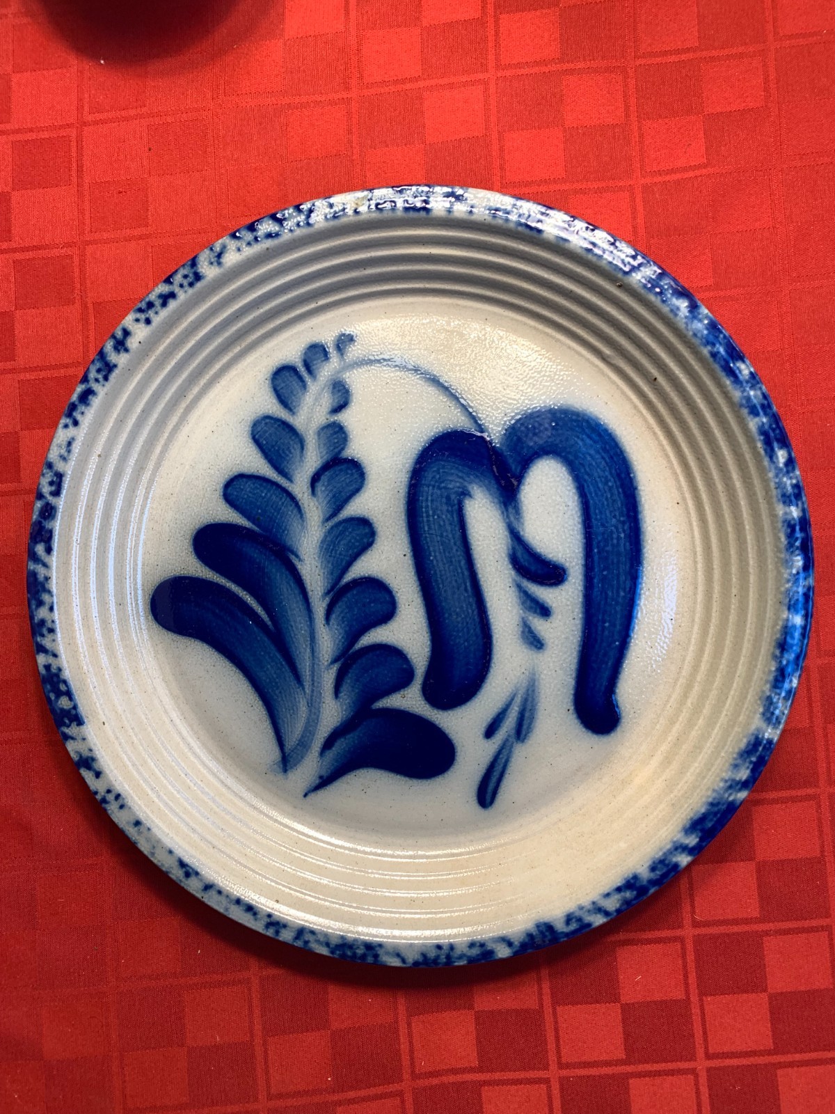Eldreth Pottery Salt Glaze Leaf /Flower Round Pie Plate 1994 11” x 1 1/4”