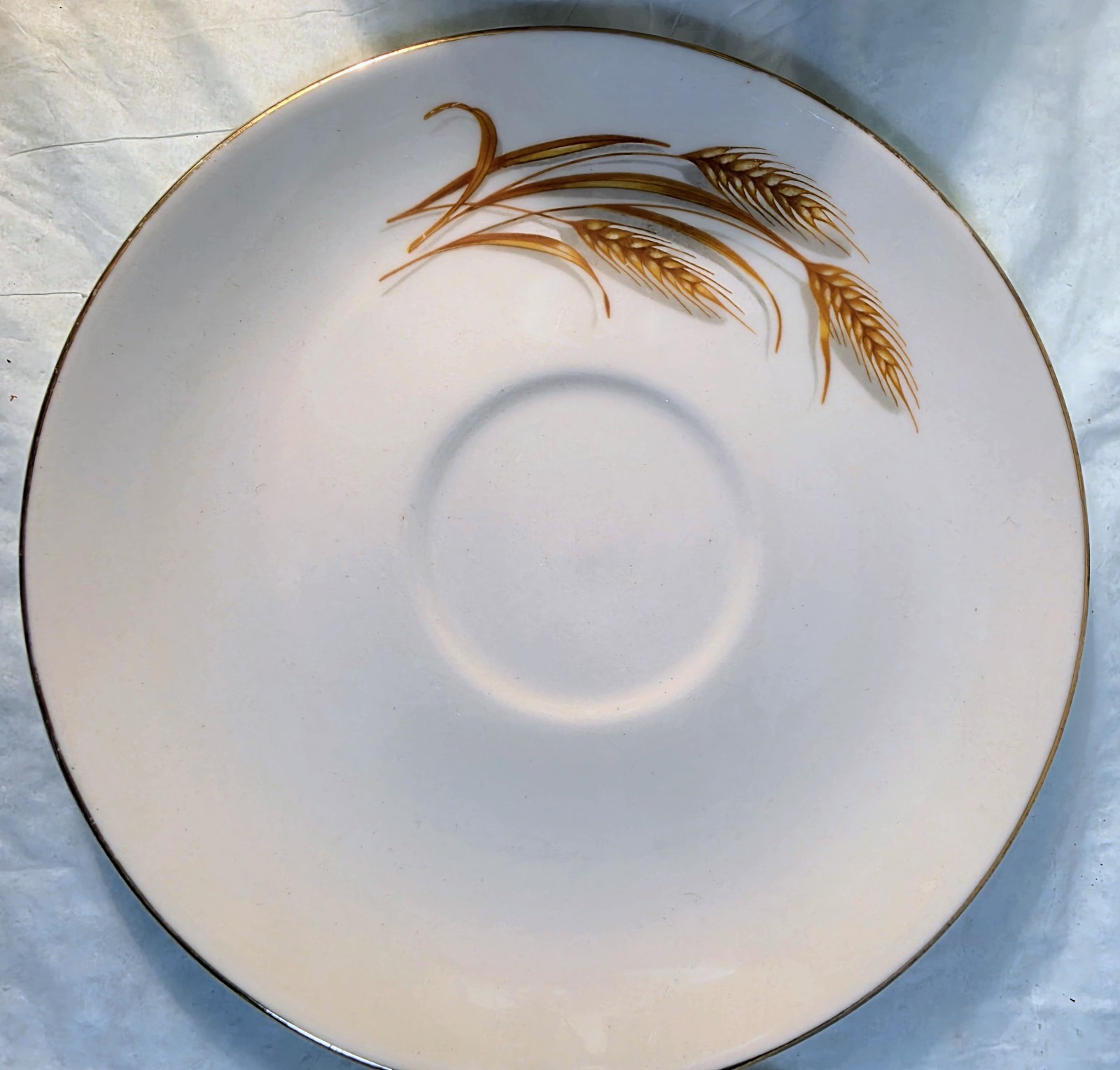 Golden Wheat Cup & Saucer Set 4-Piece (2 Sets) White w/ Gold Trim Japan
