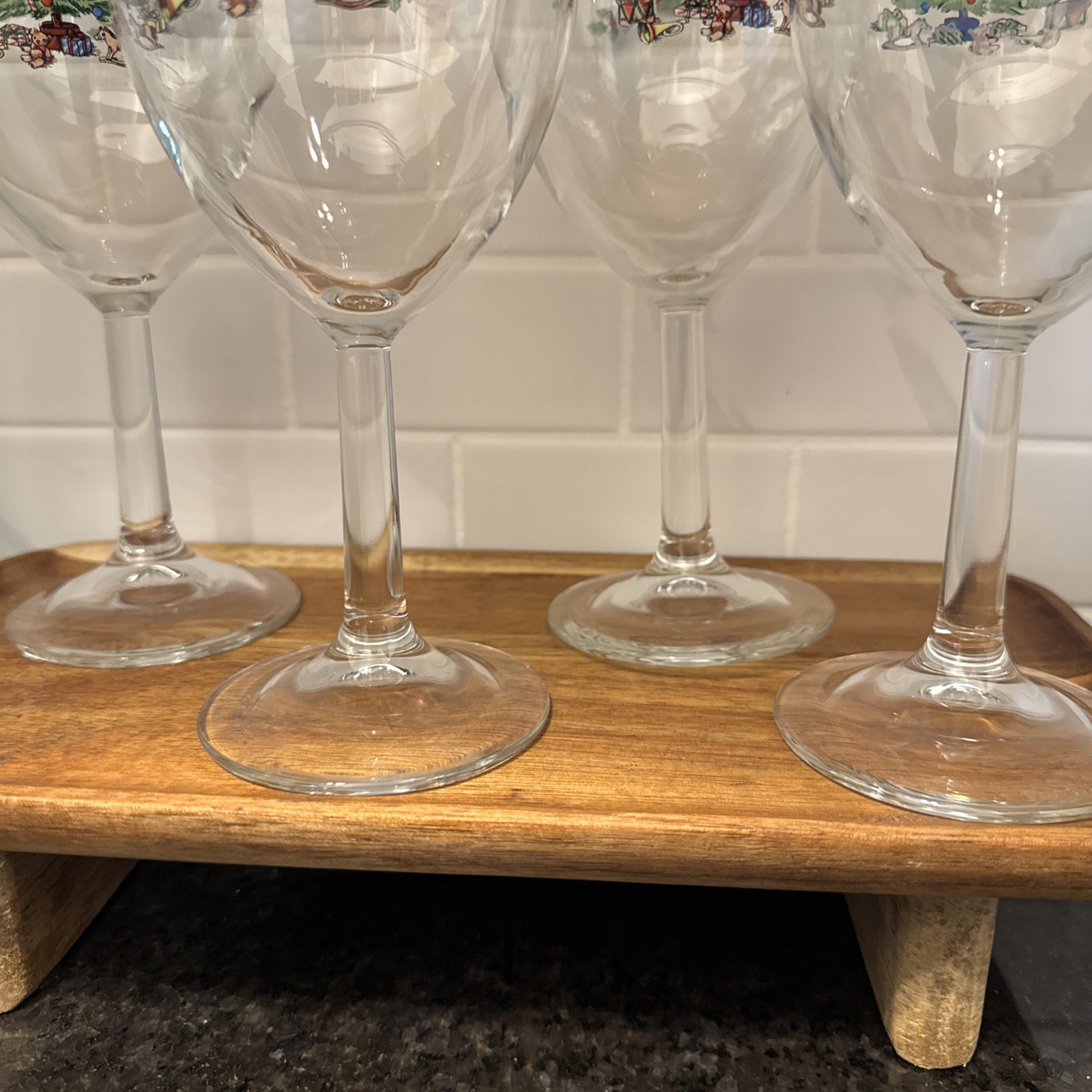 SPODE Christmas Tree Wine Glasees 8 1/2 Inches Height- Set of 4 -Mint Condition