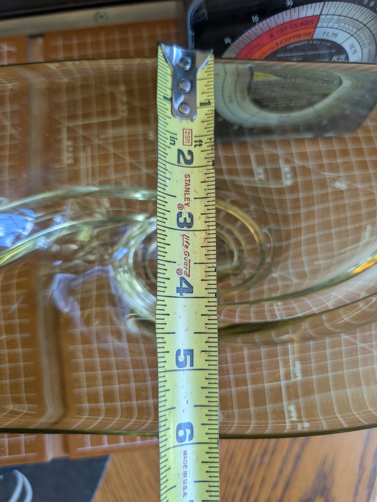 Vintage Olive Green Art Glass Stretch Bowl Mid Century Heavy Centerpiece Chalet