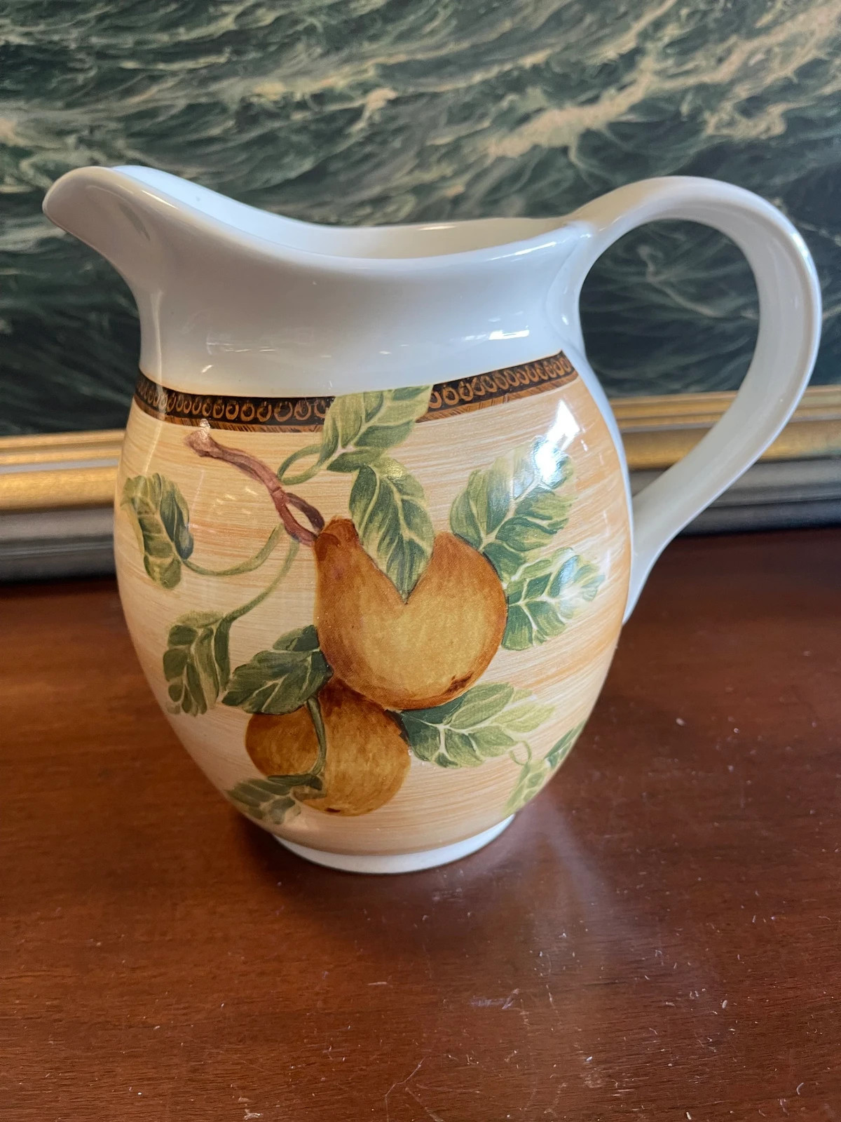 Vintage Jay Imports Pear and Plums Fruit Pitcher