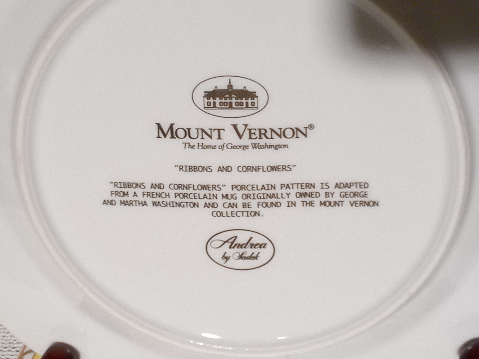 Mount Vernon Ribbons and Cornflowers Andrea by Sadek 8 1/8 in Luncheon Plates