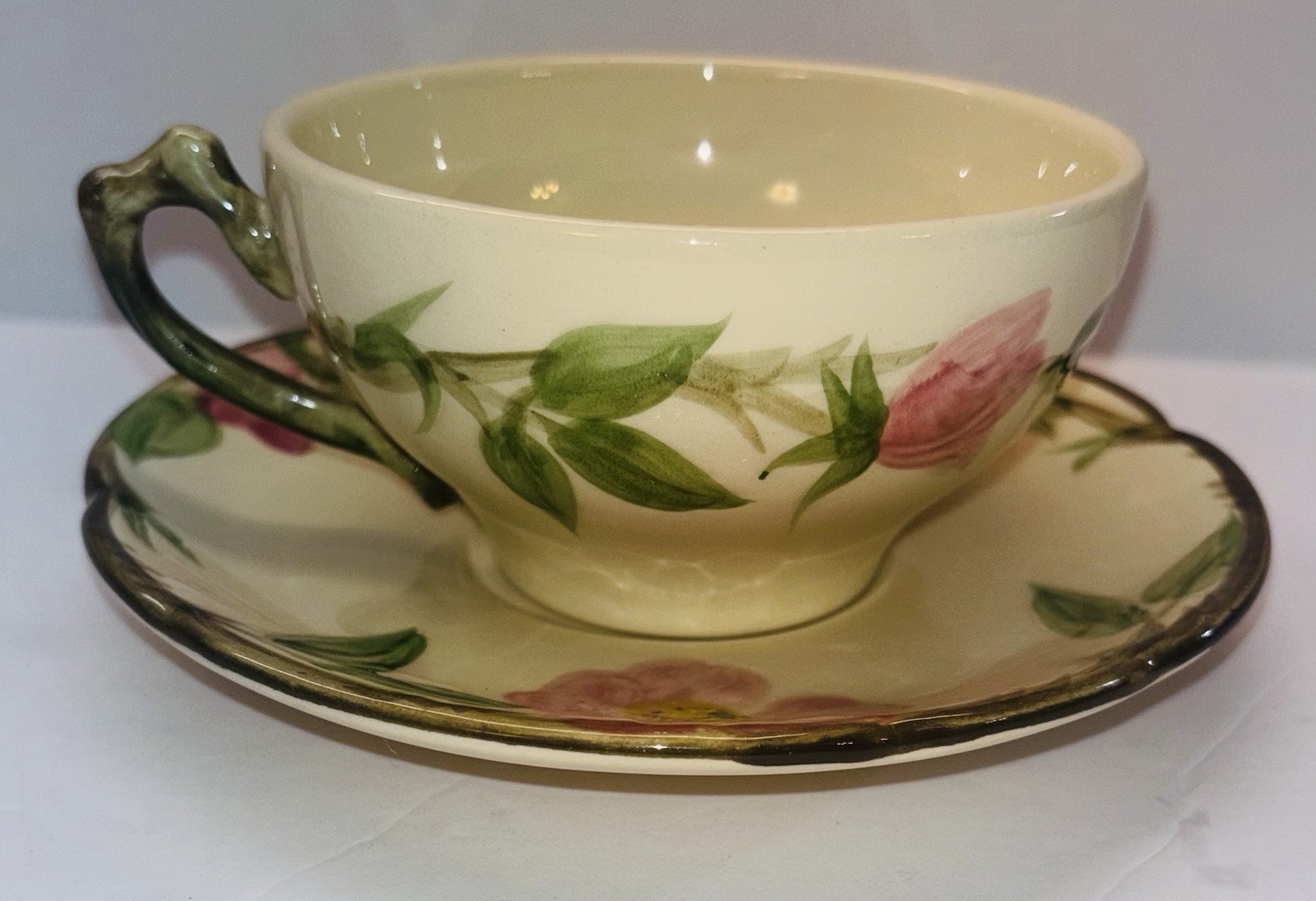Franciscan Desert Rose Teacup & Saucer Vintage Hand Painted USA China Tea Cup