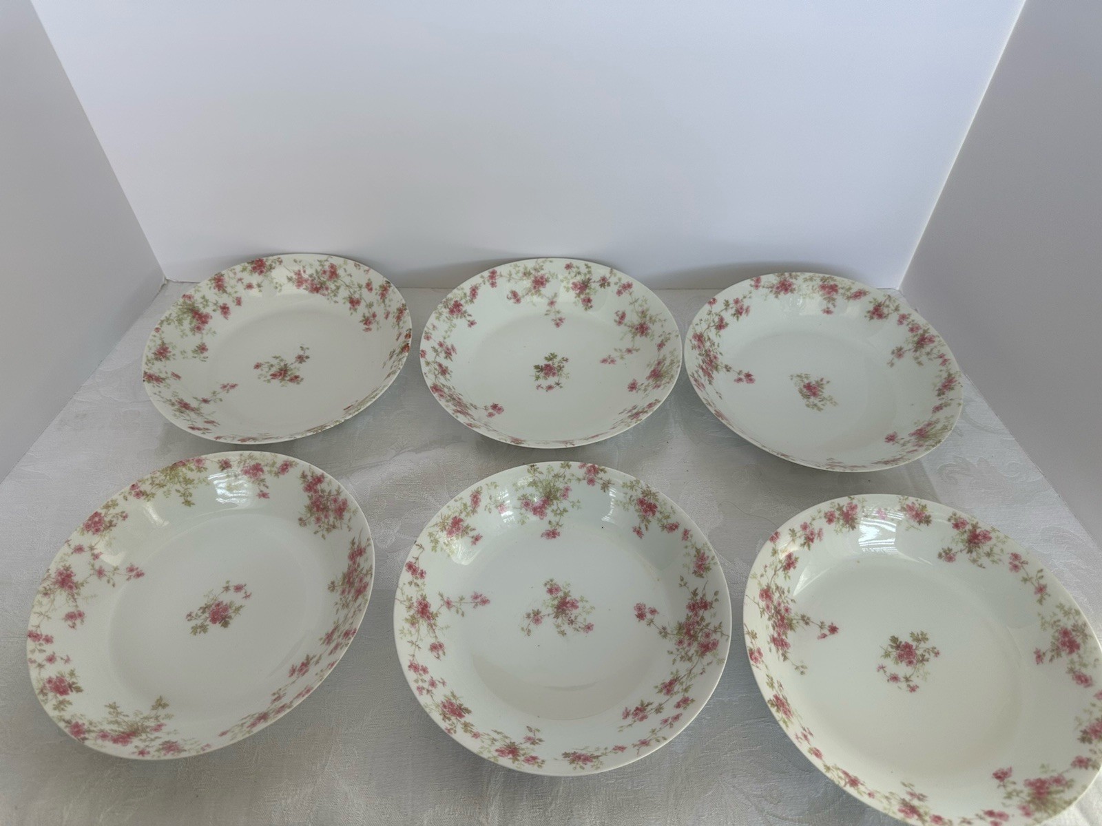 9 Charles Field Haviland Limoges 7.5”Salad/Cereal Bowls W/Pink Floral Sprays