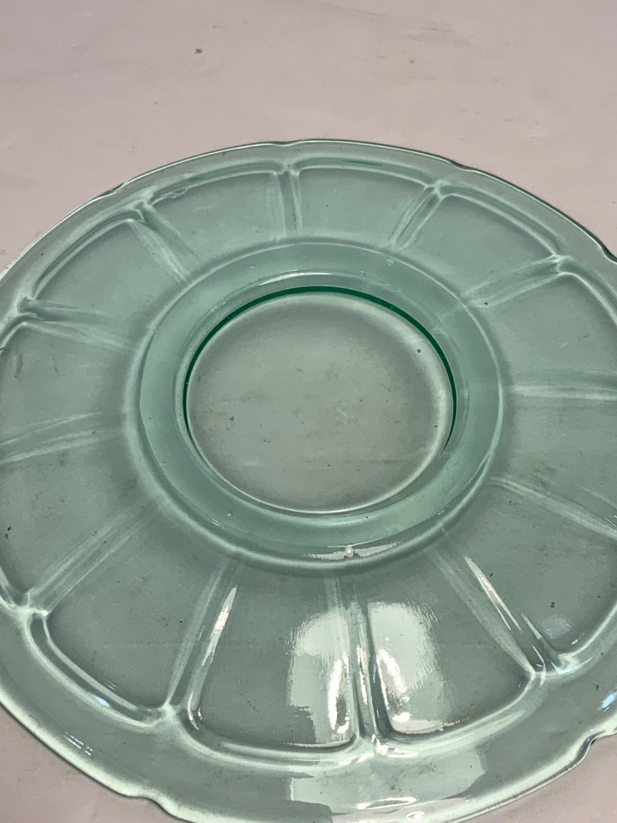 Set of 2 Vintage Diamond Glass Co. Victory Green Uranium Glass Cups & Saucers