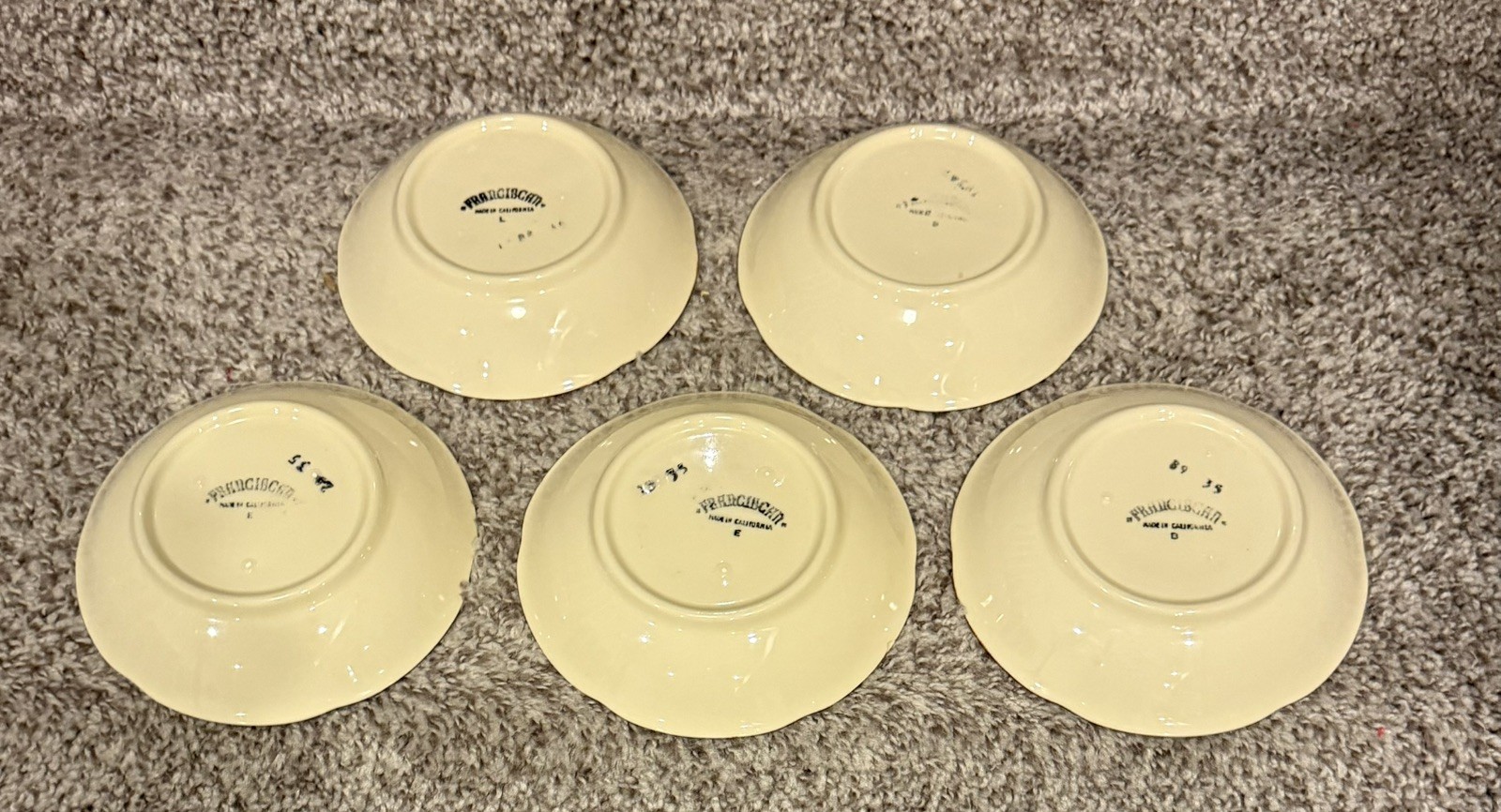 FRANSCISCAN PATTERN APPLE (5) FRUIT BOWLS USA 5″