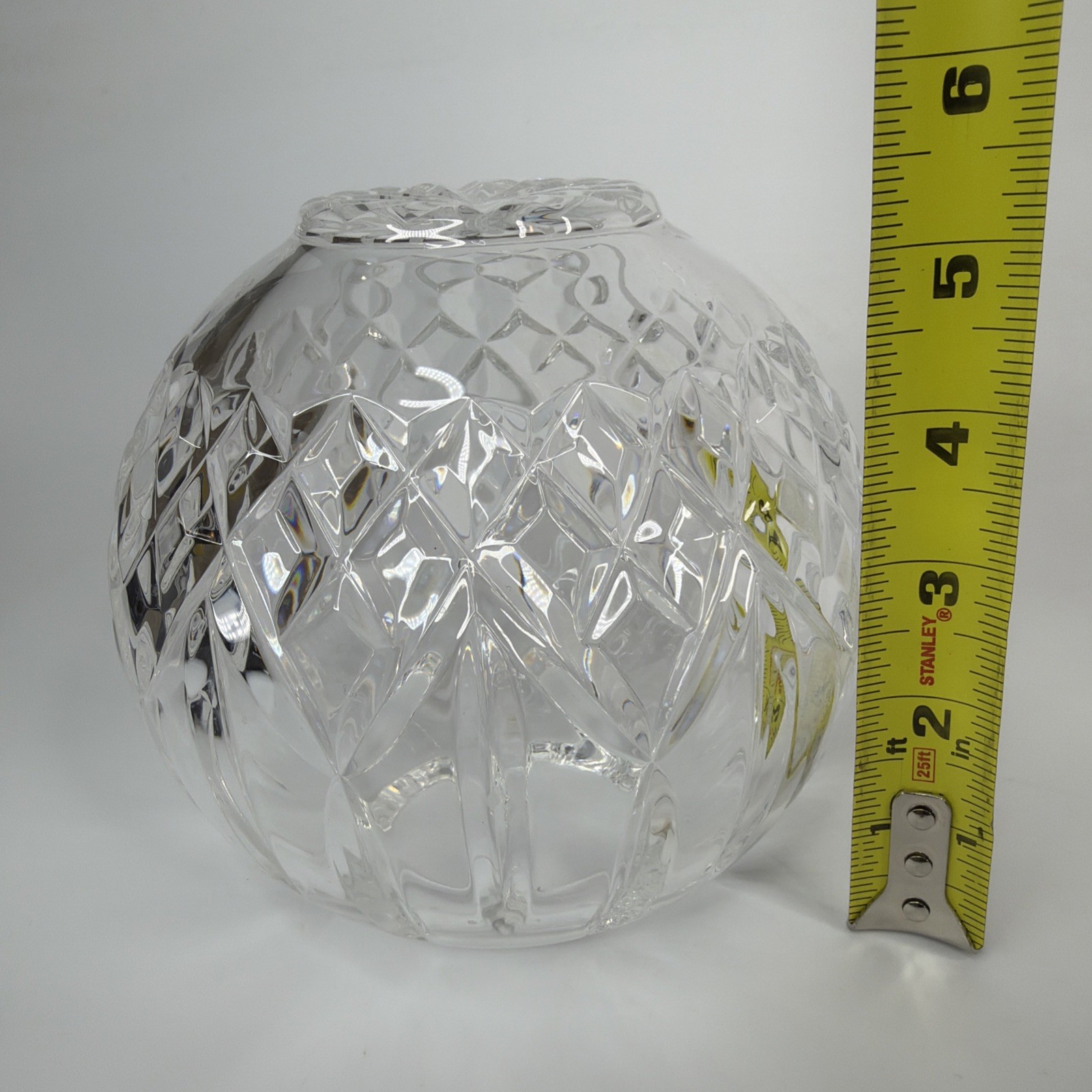 Waterford Crystal Lismore 6″ Rose Bowl Signed Clear Glass Decor Vase