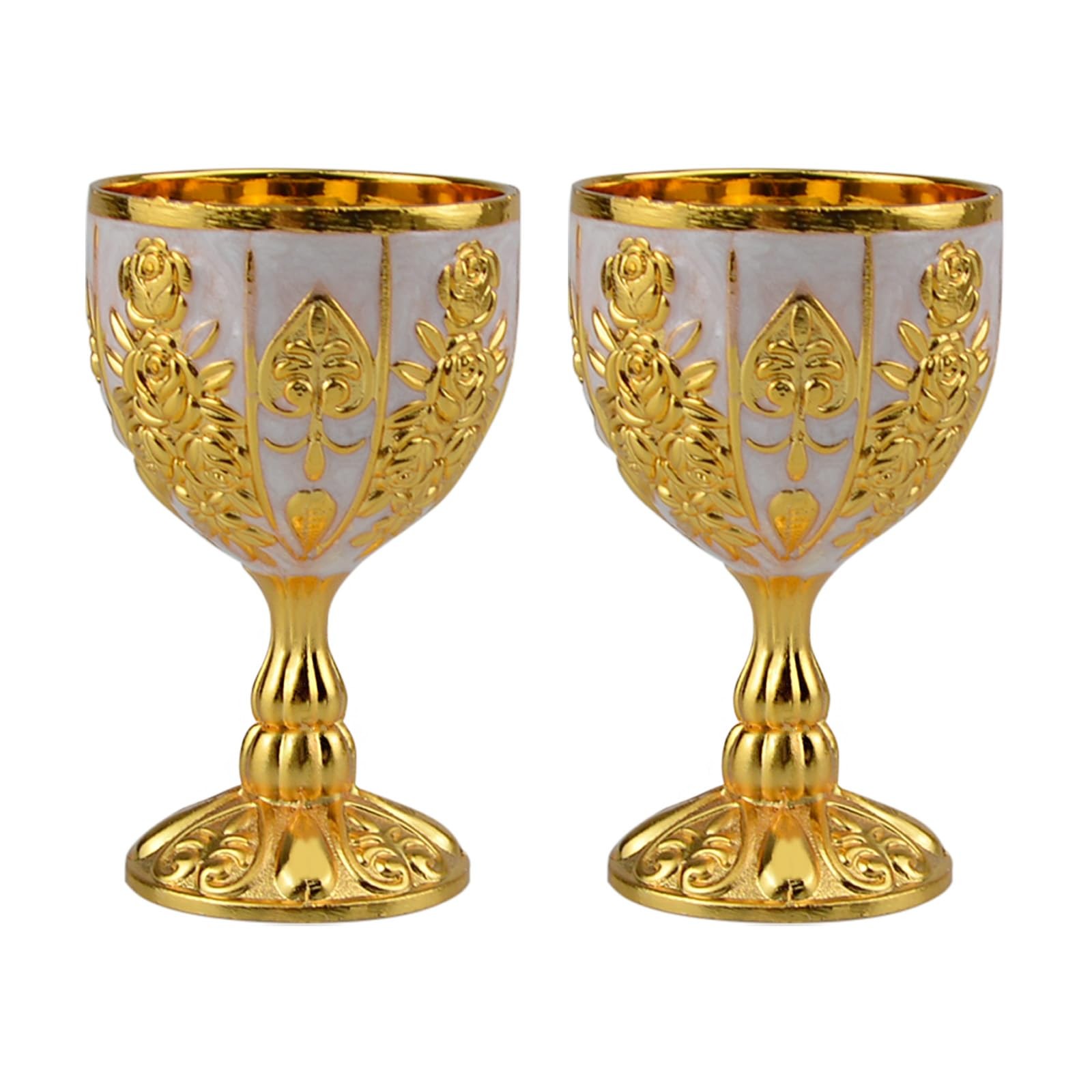2Pcs Vintage Chalice Medieval Goblet, 30Ml Brass Royal Wine Small, White