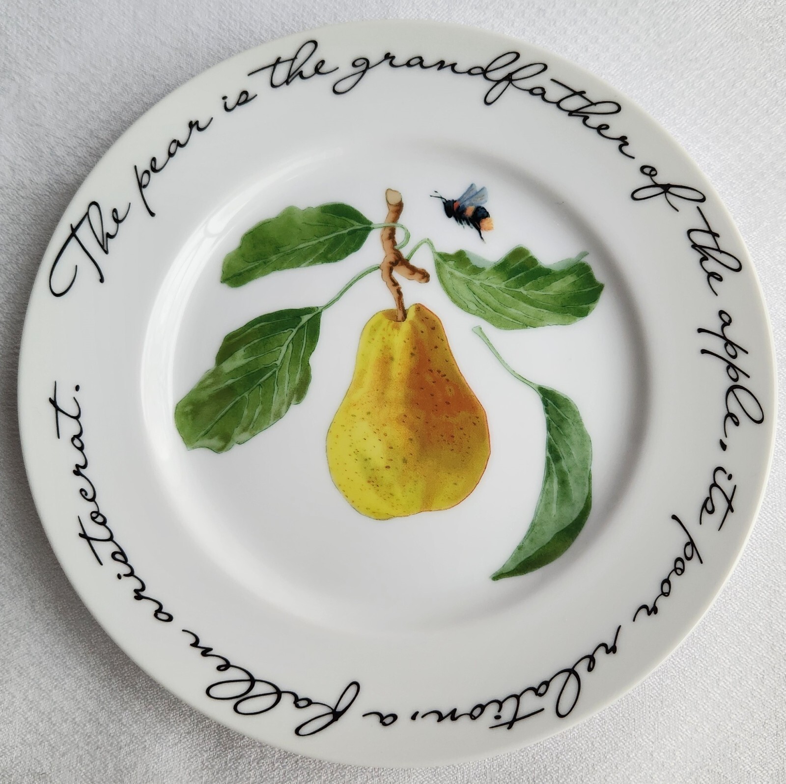 Williams Sonoma Orchard Suite Salad Dessert Plate Fruit Pear Image Script Donne